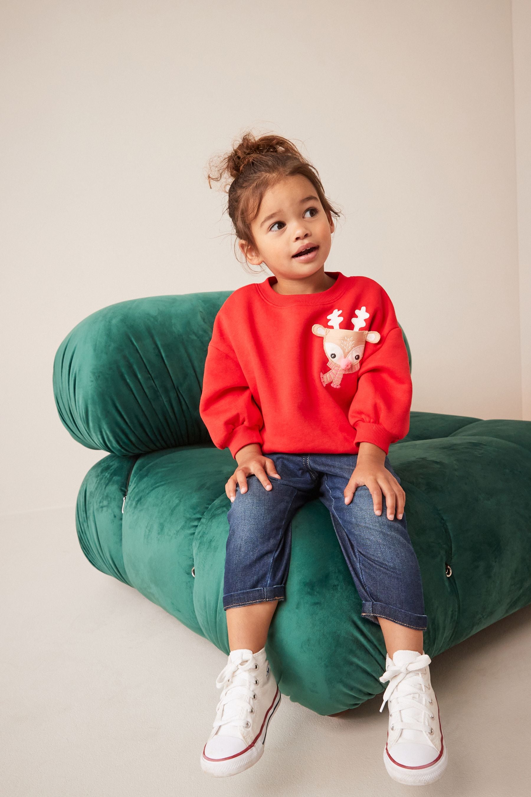 Red Reindeer Christmas Sweatshirt (3mths-7yrs)