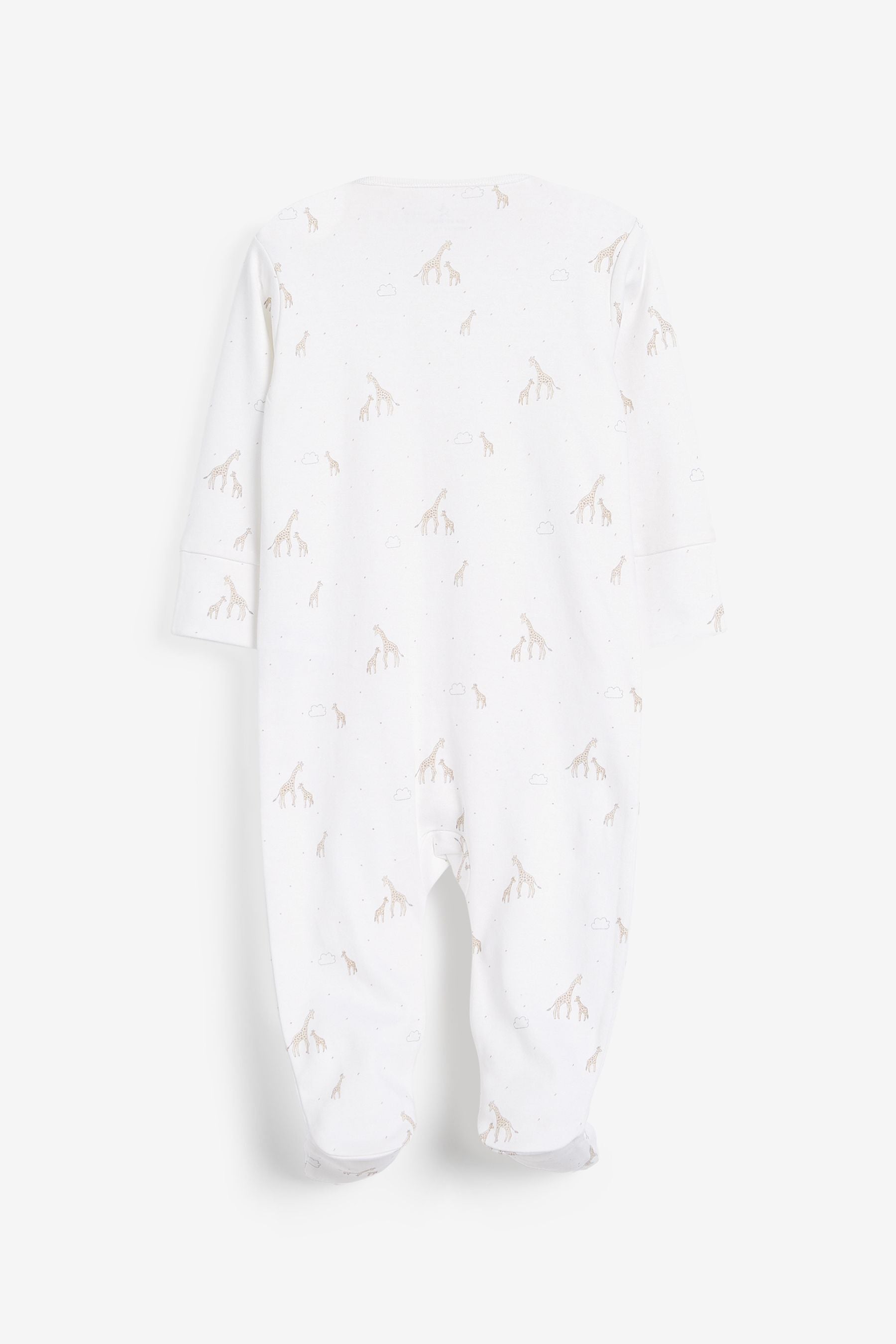 White Cotton Giraffe Baby Sleepsuit, Bodysuit, Bib & Hat Set (0-6mths)