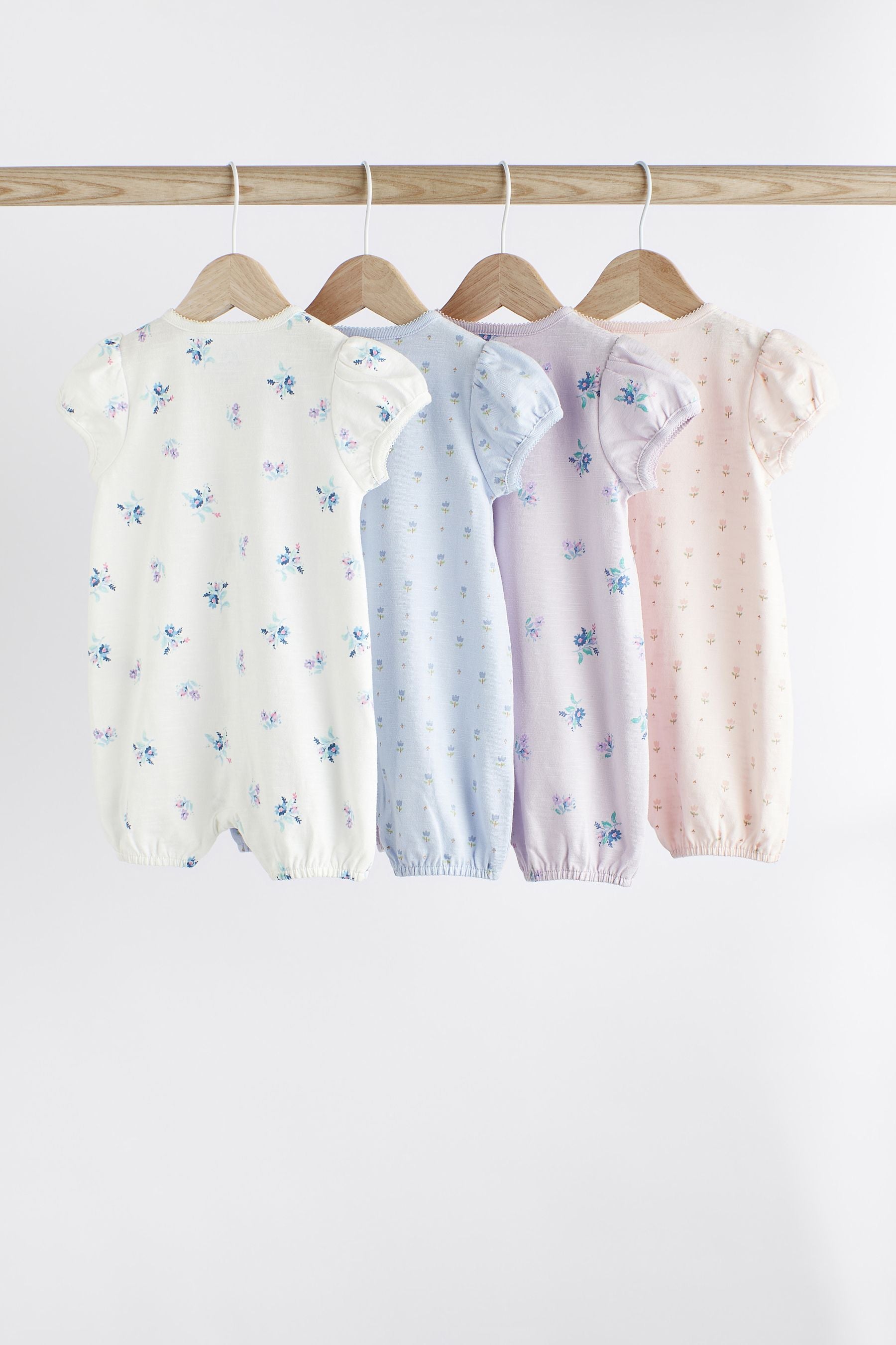 Pink/ Blue Floral Baby Rompers 4 Pack