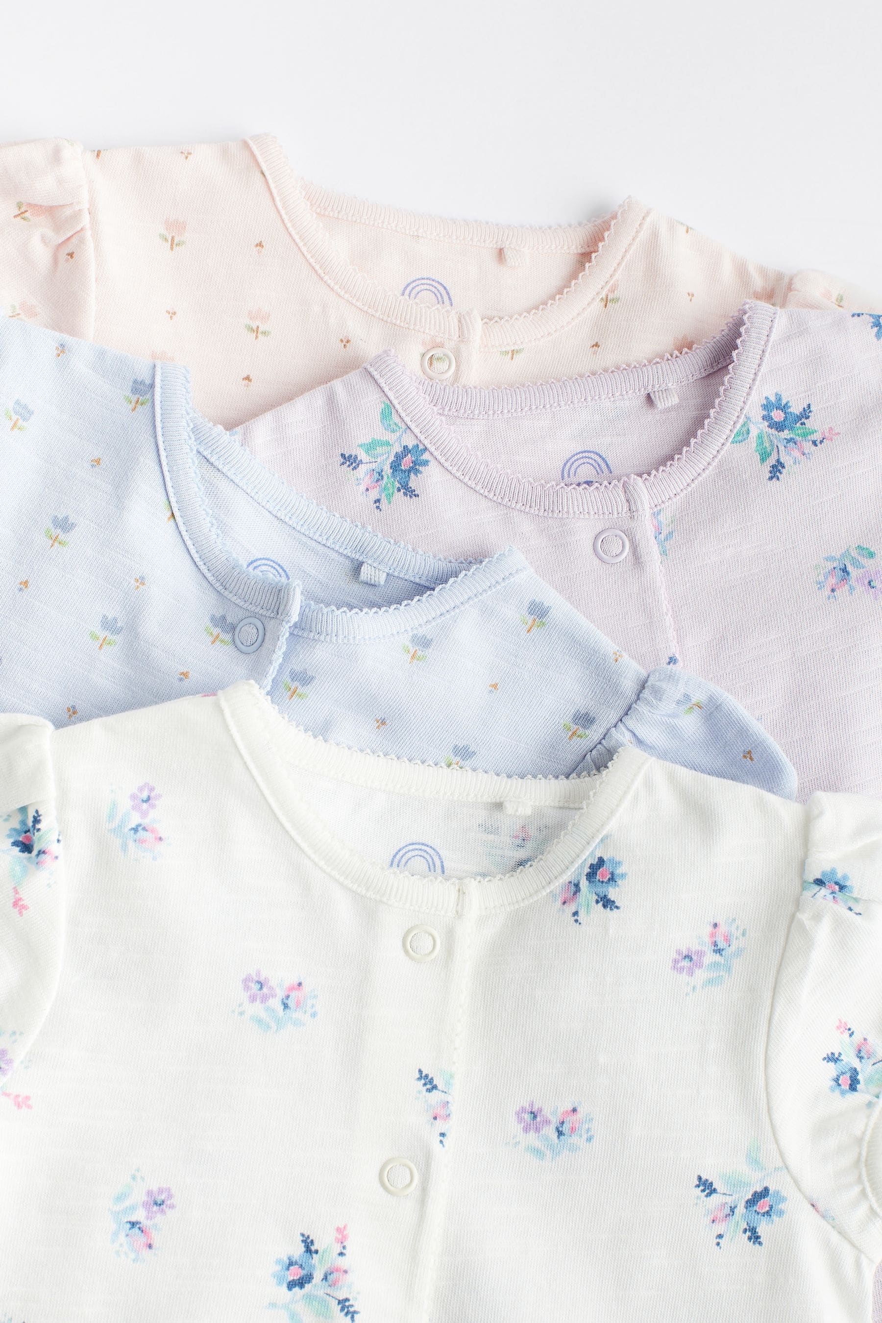 Pink/ Blue Floral Baby Rompers 4 Pack