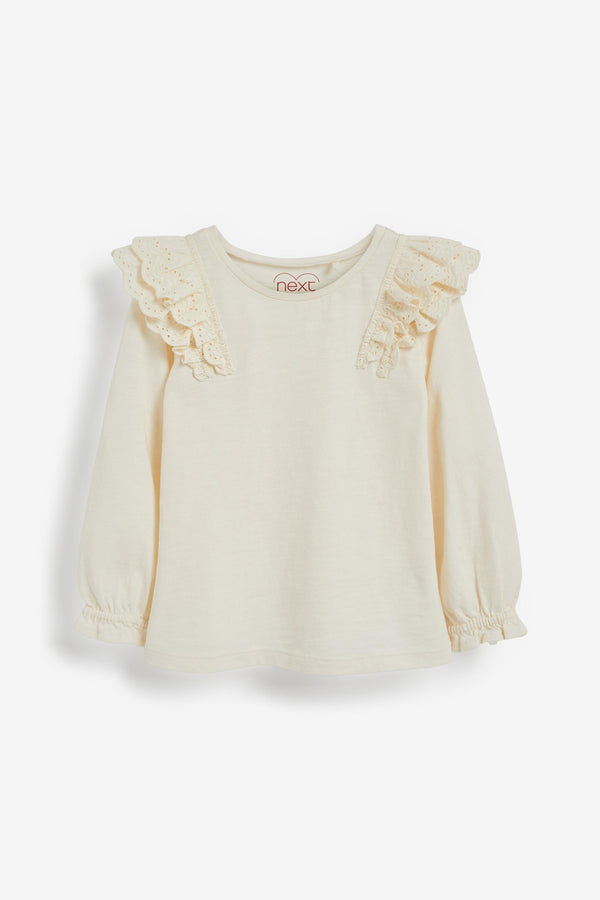 Ecru White Broderie Frill Blouse (3mths-7yrs)