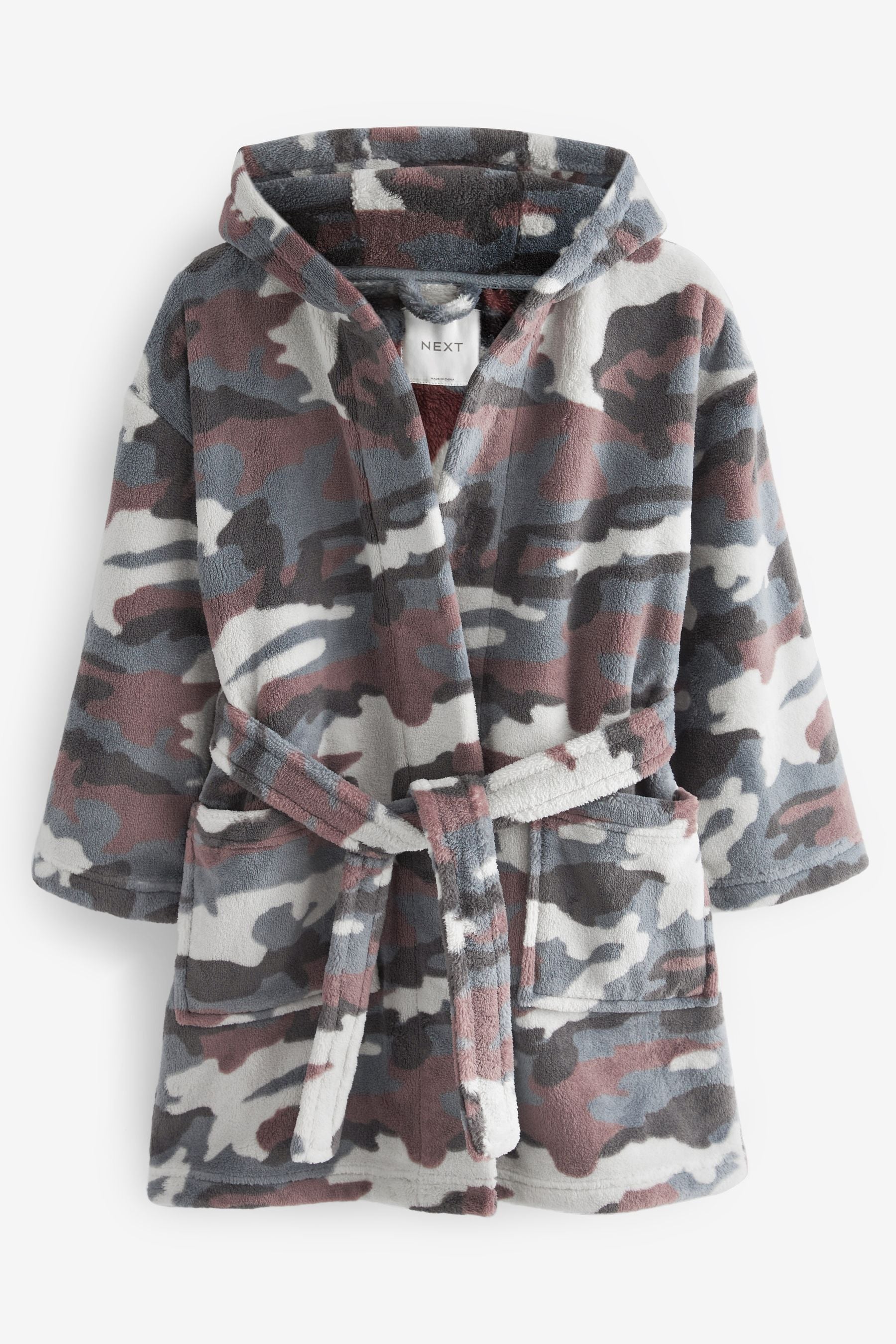 Neutral/Grey Camouflage Fleece Dressing Gown (3-16yrs)