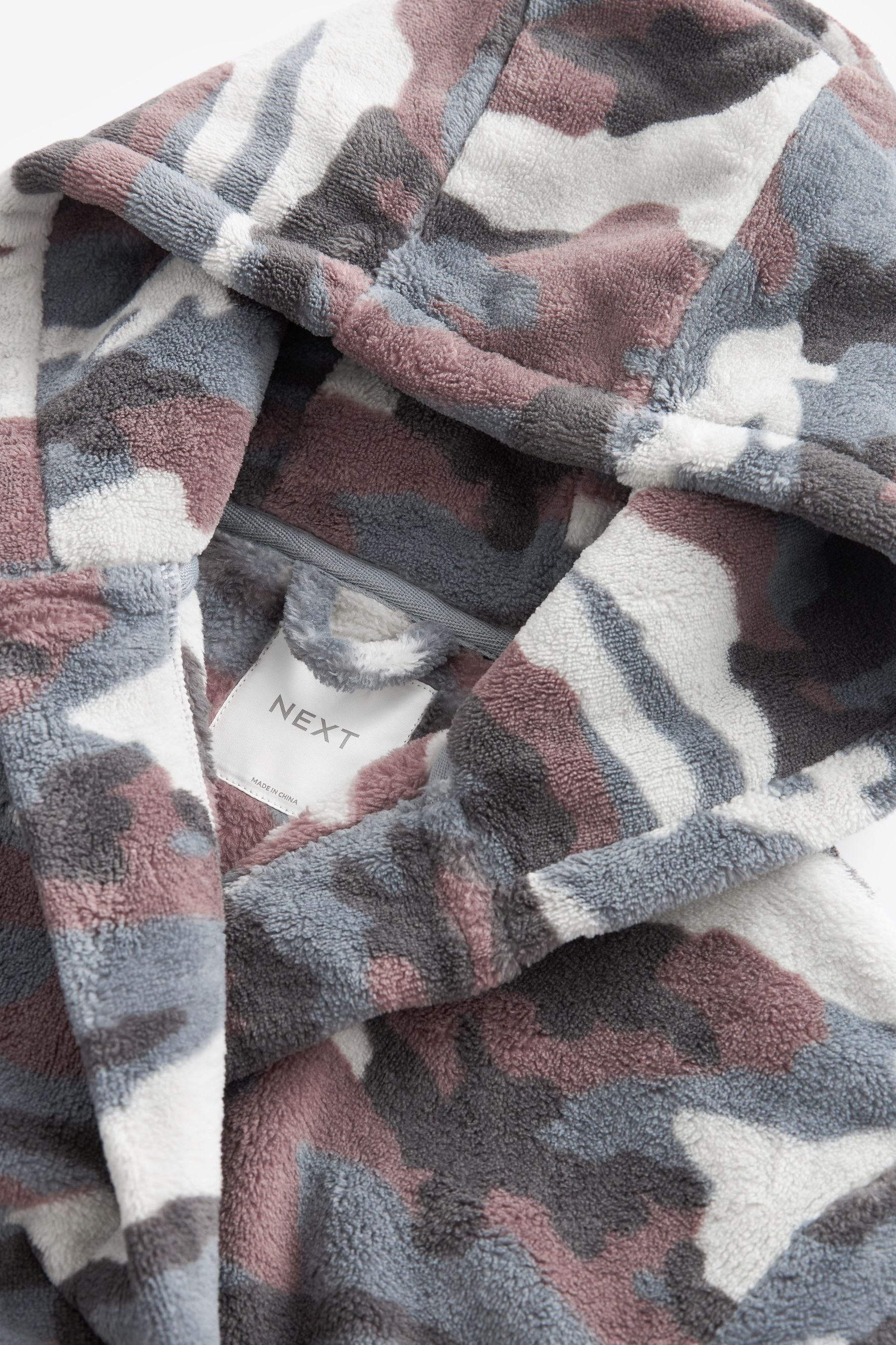 Neutral/Grey Camouflage Fleece Dressing Gown (3-16yrs)