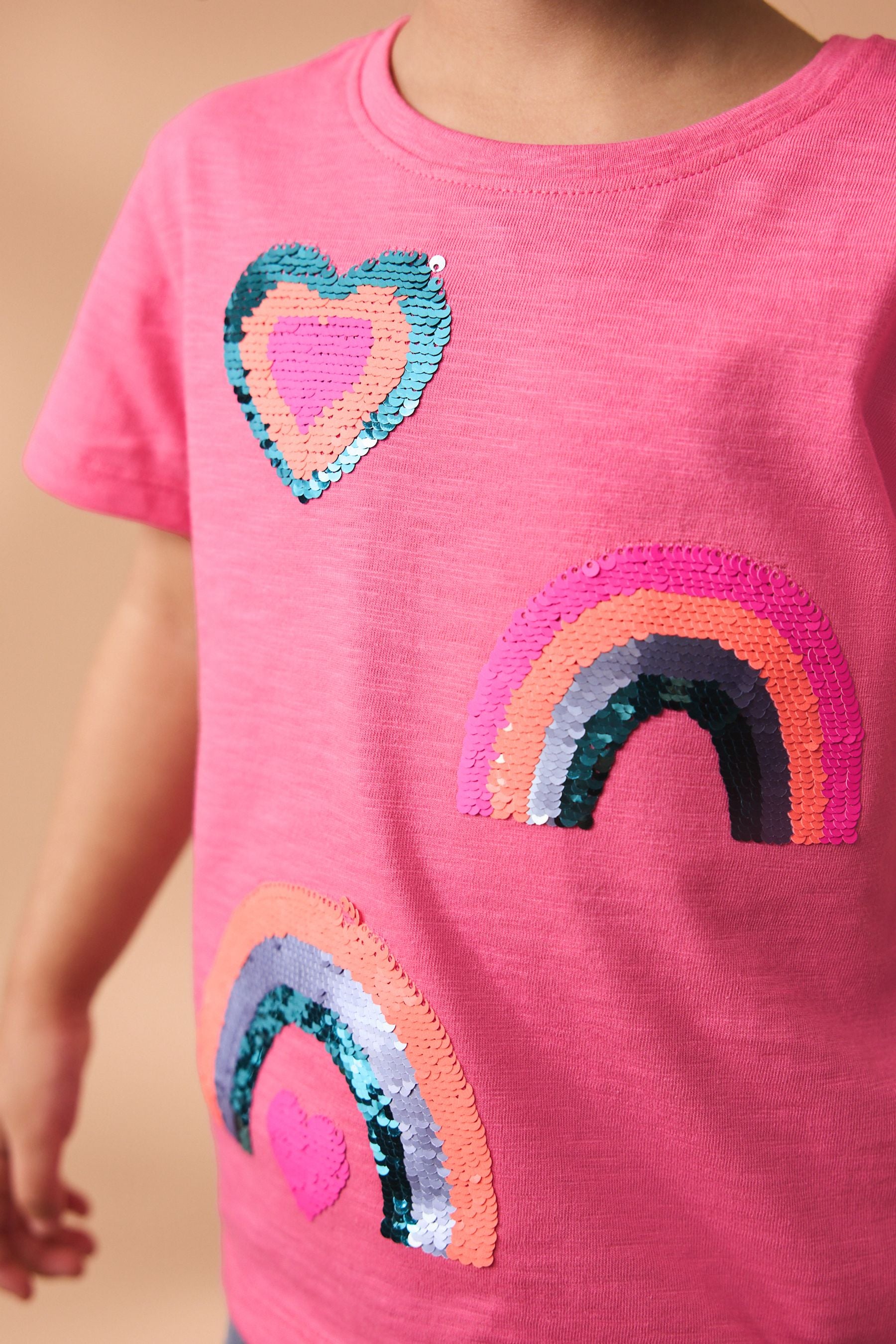 Pink Rainbow Short Sleeve Sequin T-Shirt (9mths-7yrs)