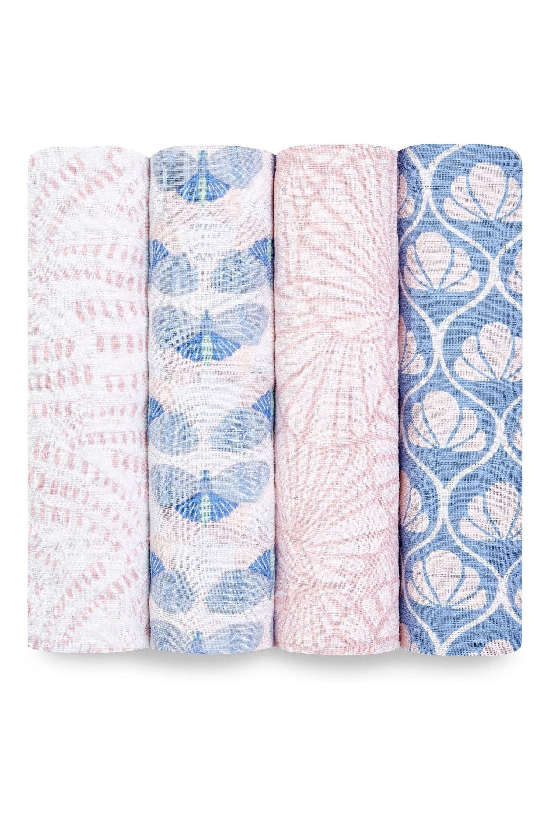 Pink aden + anais Large Cotton Muslin Blankets 4 Pack