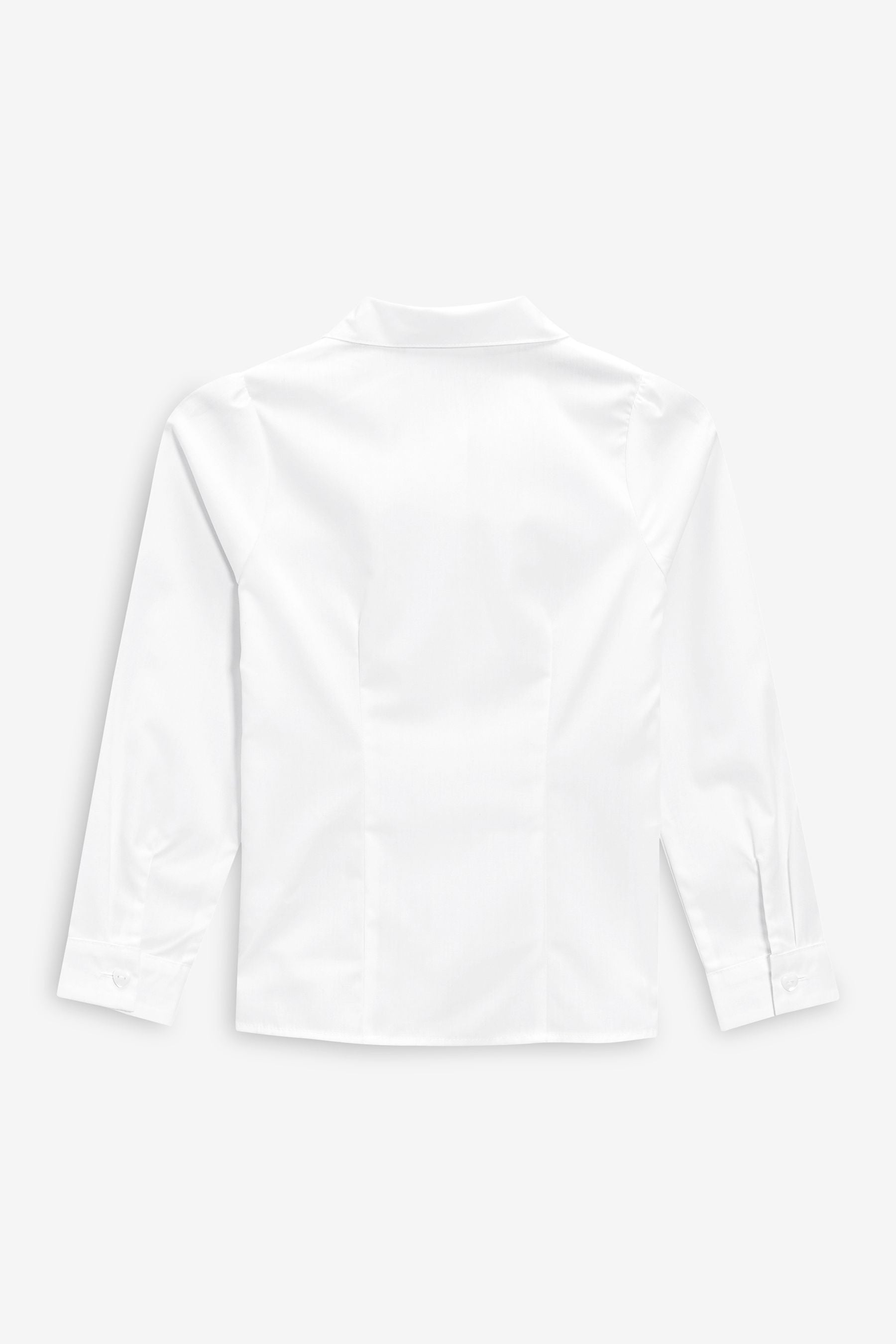 White Long Sleeve Lace Trim School Blouse (3-14yrs)