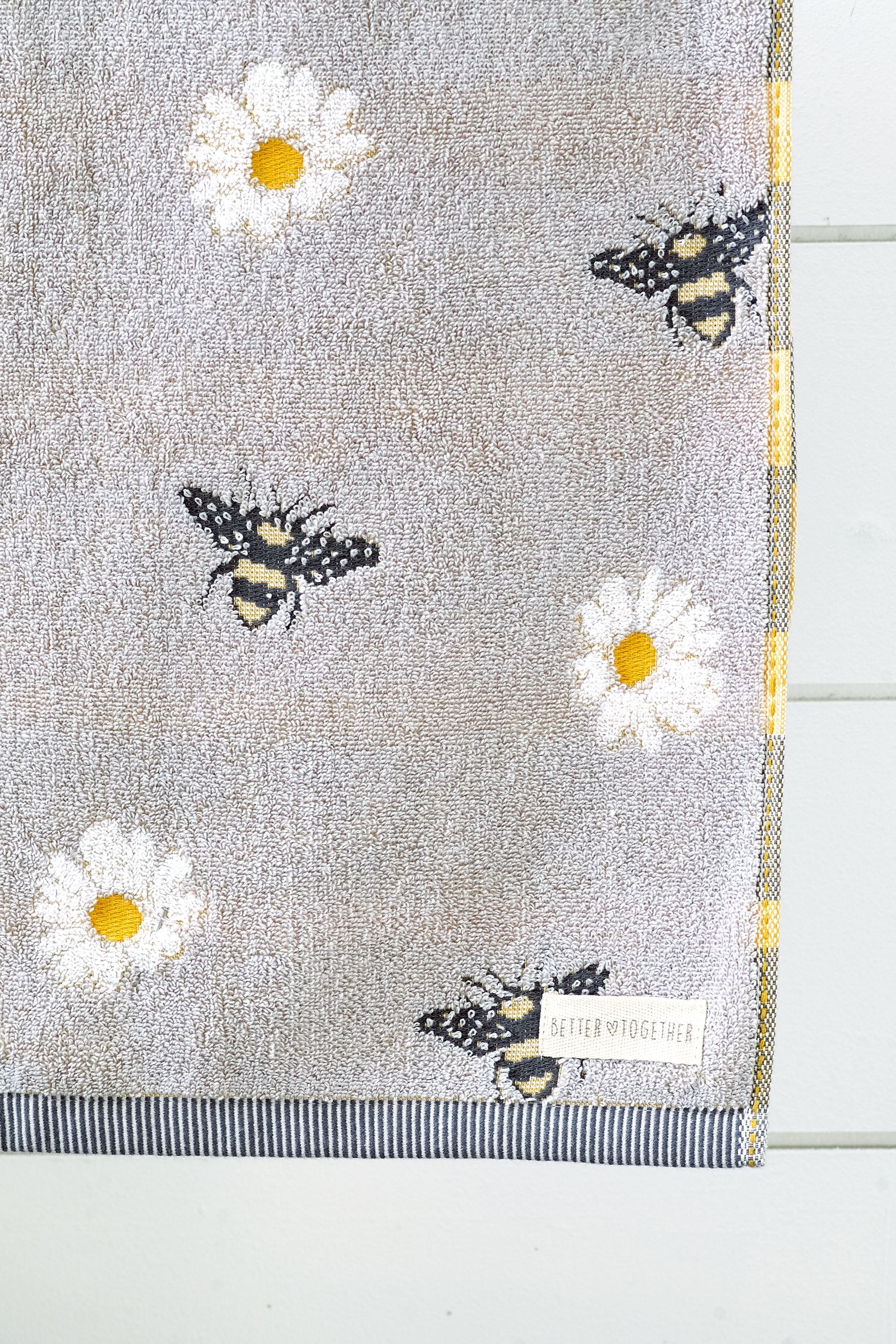 Grey Bee And Daisy 100% Cotton Towel