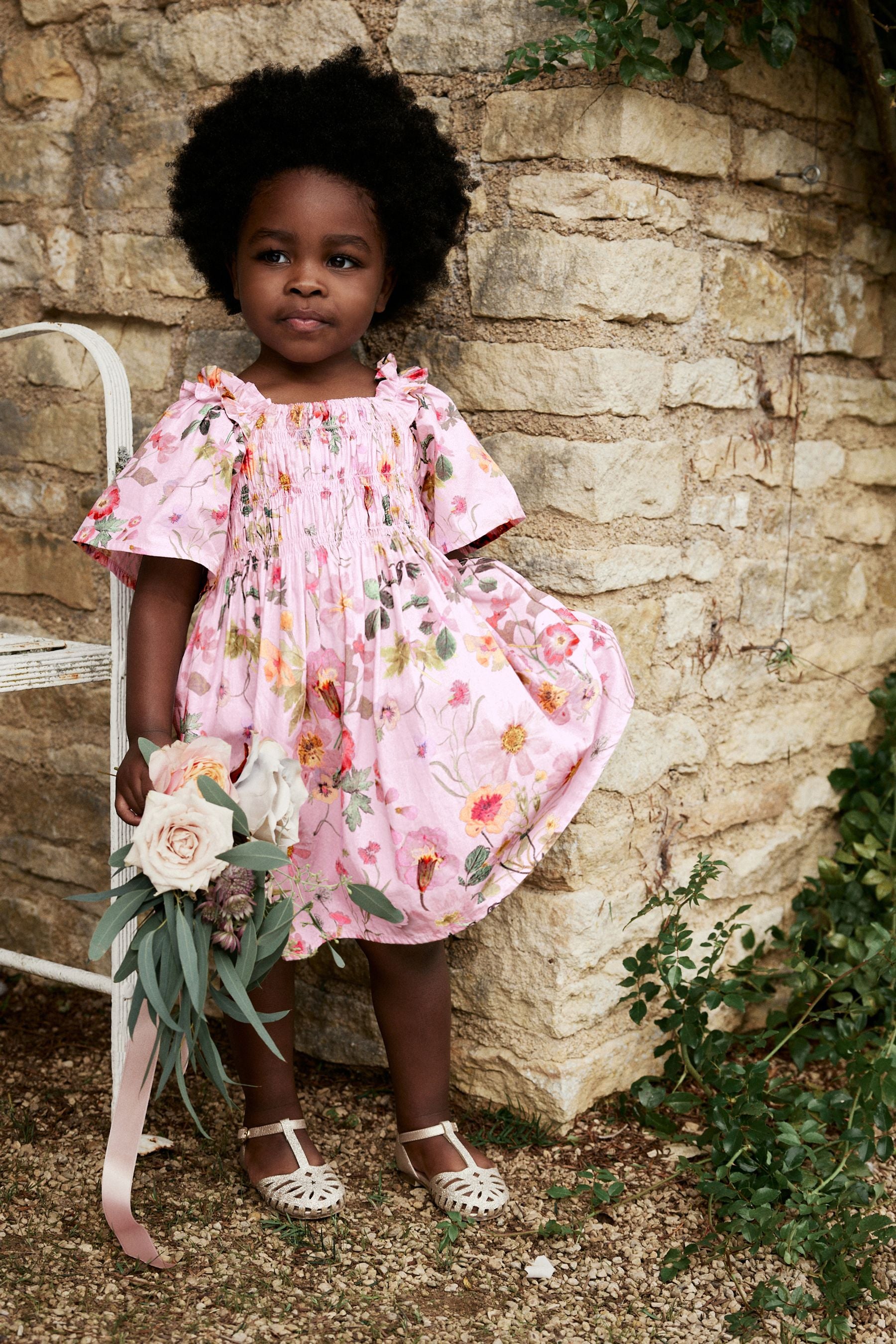 Pink Floral Printed Cotton Dress (3mths-8yrs)