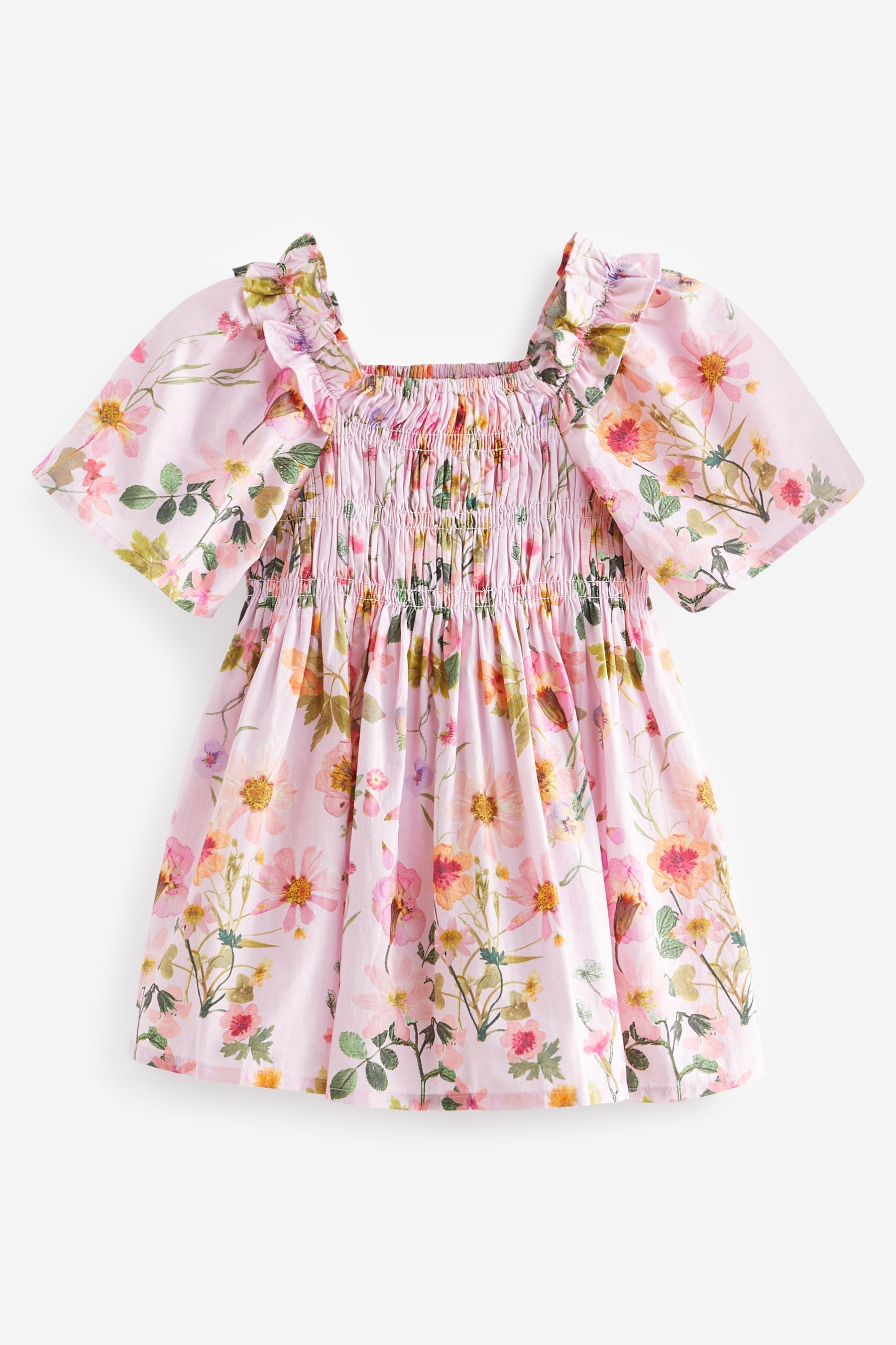 Pink Floral Printed Cotton Dress (3mths-8yrs)