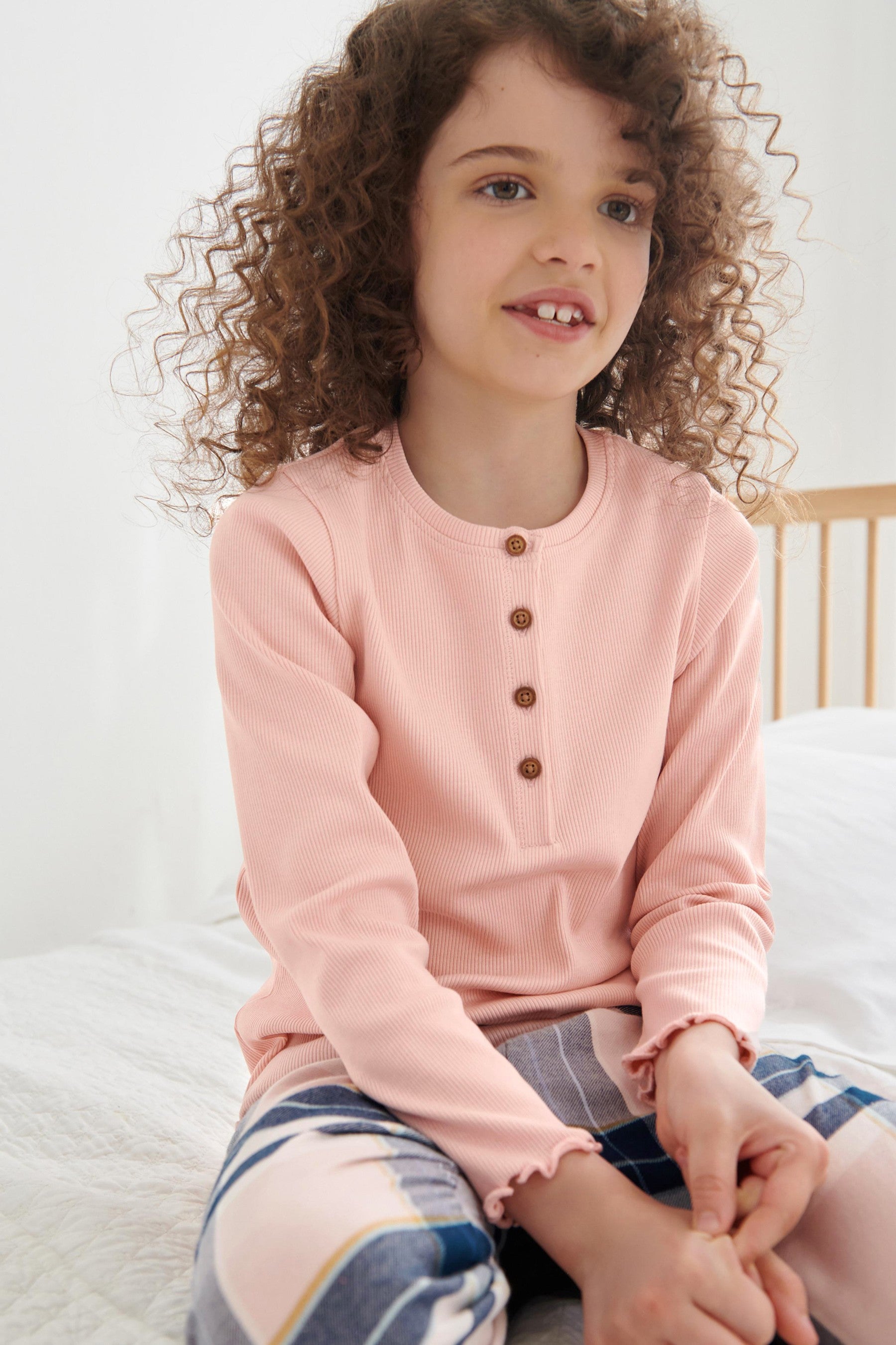 Pink/Cream 2 Pack Woven Bottom Cuffed Pyjamas (3-16yrs)