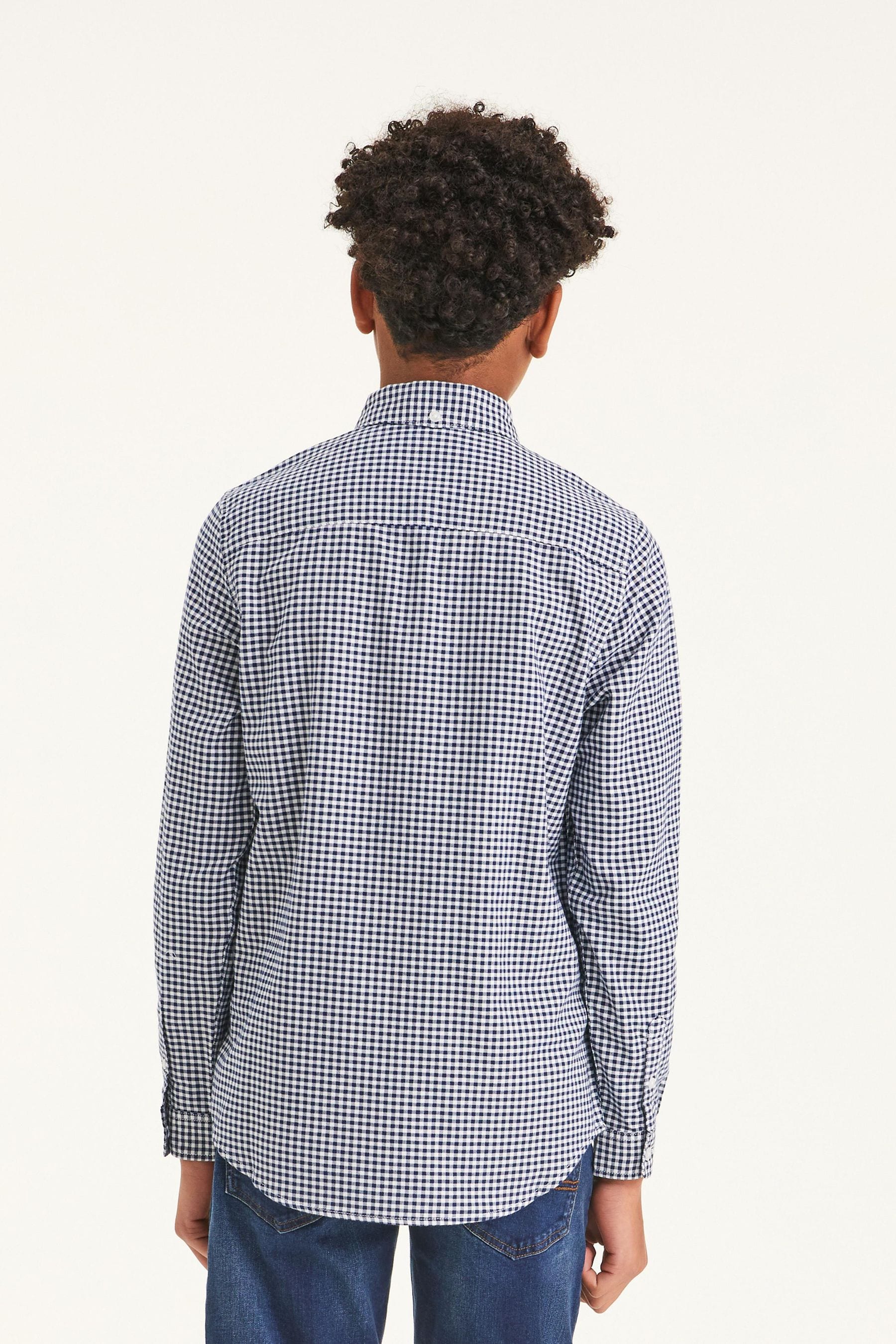 Navy Blue Gingham Oxford Shirt (3-16yrs)