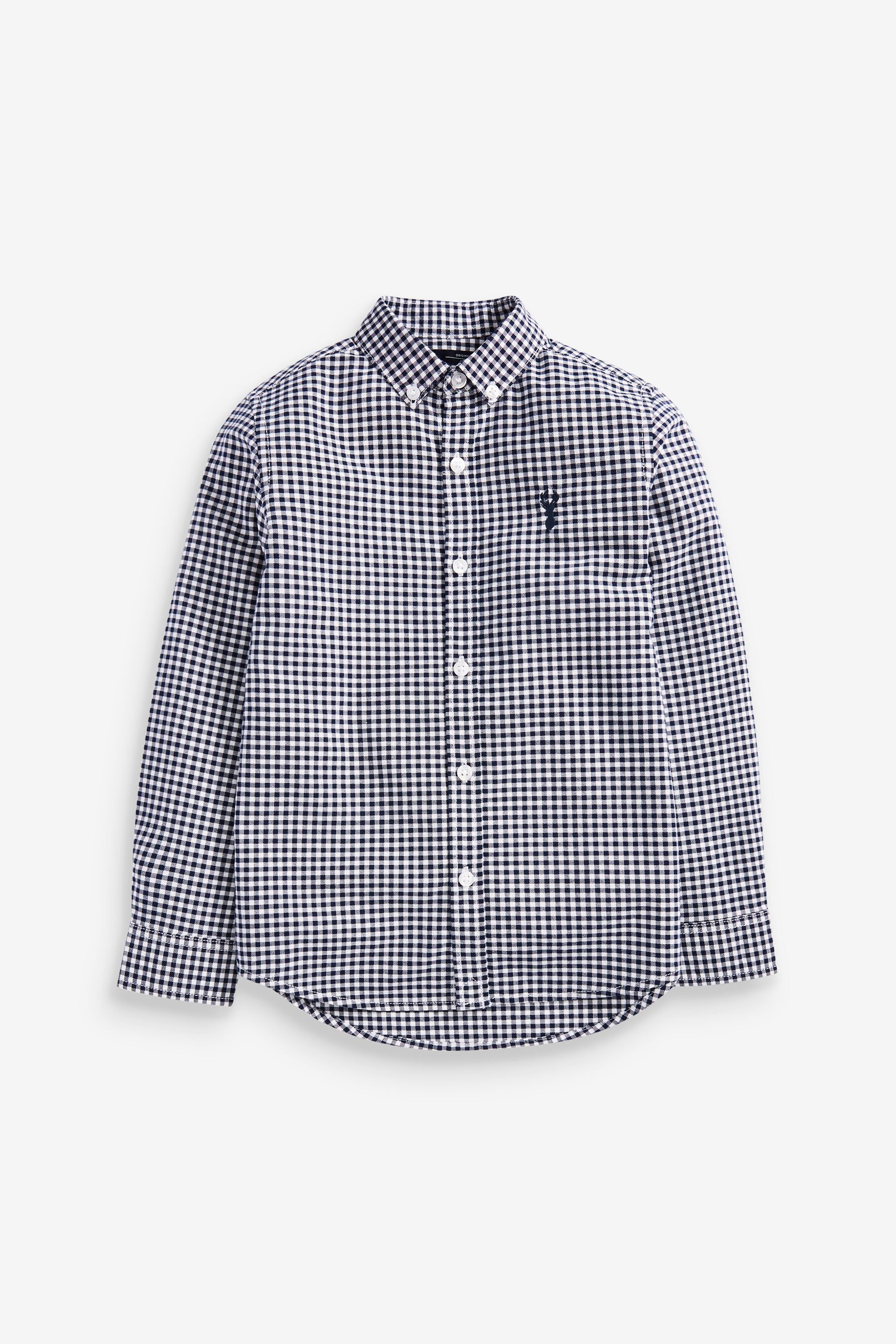 Navy Blue Gingham Oxford Shirt (3-16yrs)