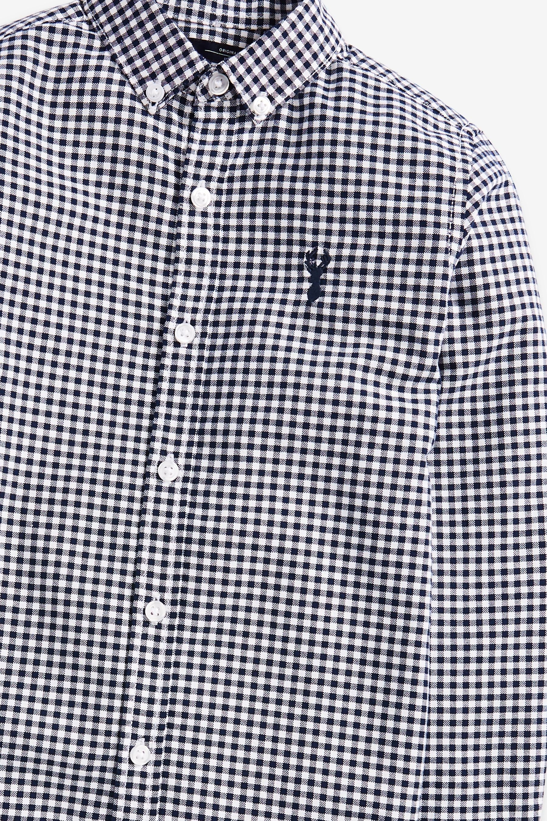 Navy Blue Gingham Oxford Shirt (3-16yrs)