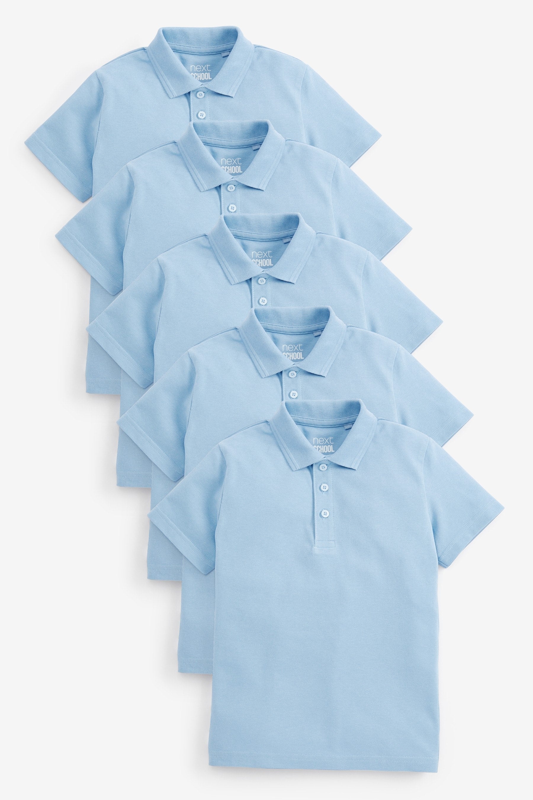 Blue Cotton School Short Sleeve Polo Shirts (3-16yrs)