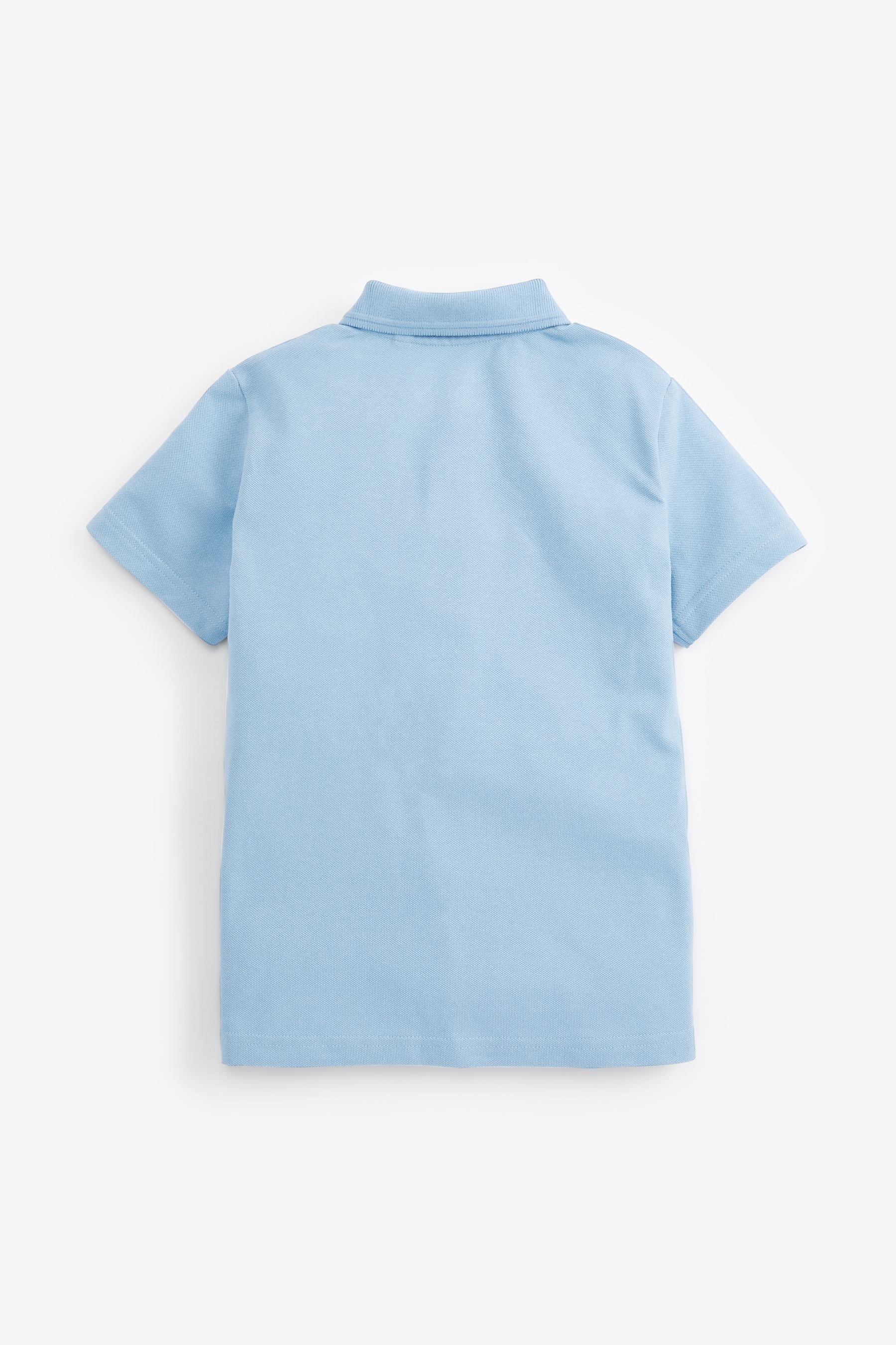 Blue Cotton School Short Sleeve Polo Shirts (3-16yrs)