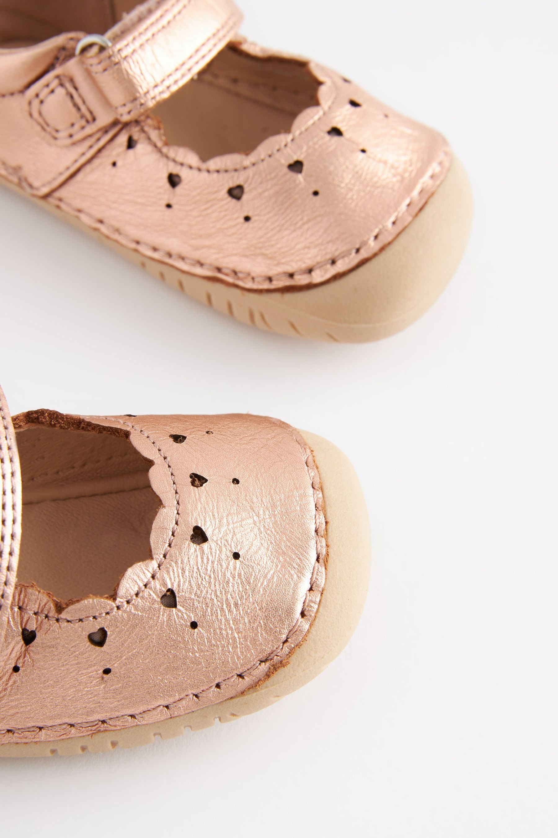 Rose Gold Pink Leather Crawler Mary Jane Shoes