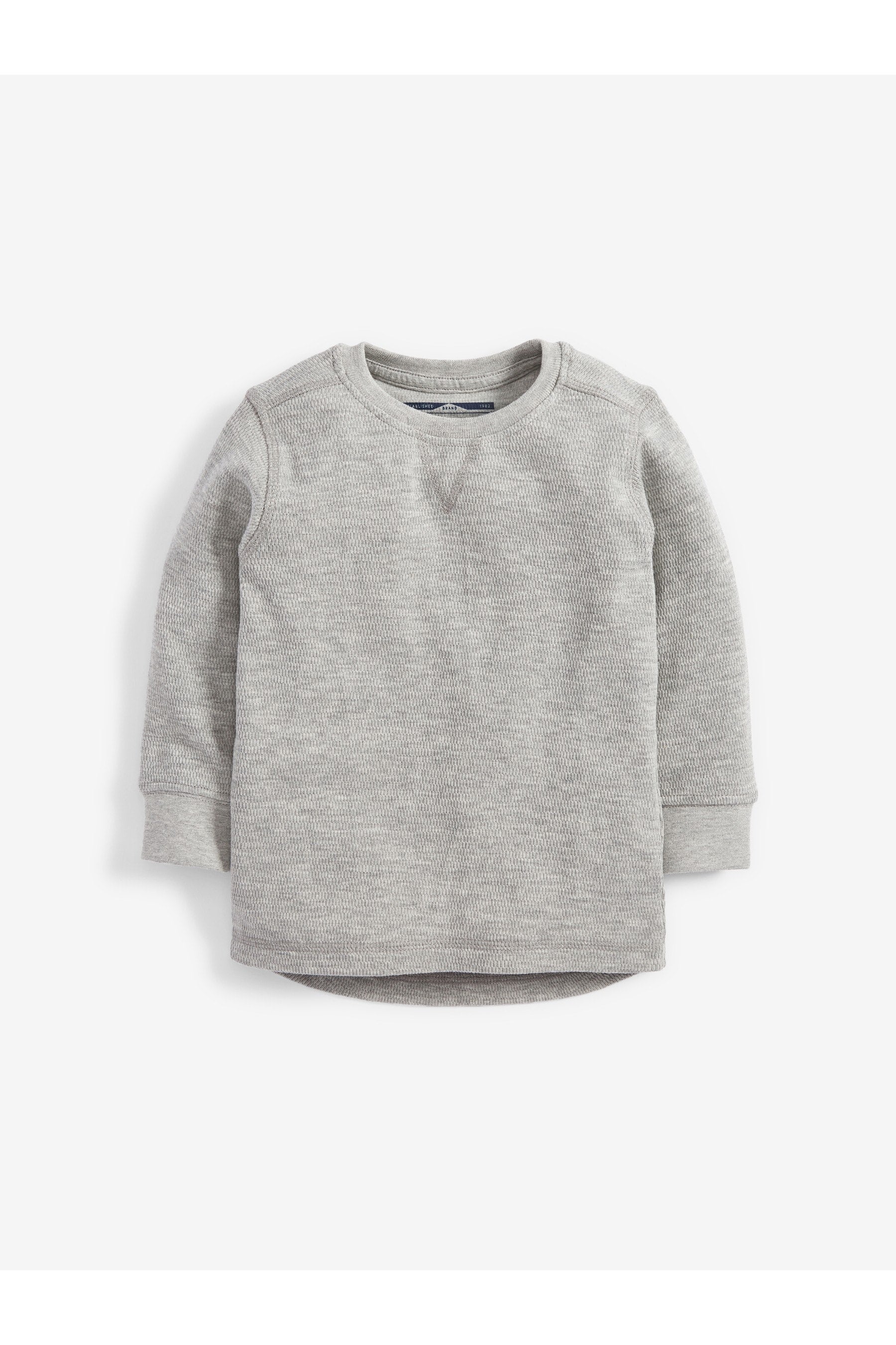 Grey Marl Long Sleeve Textured T-Shirt (3mths-7yrs)