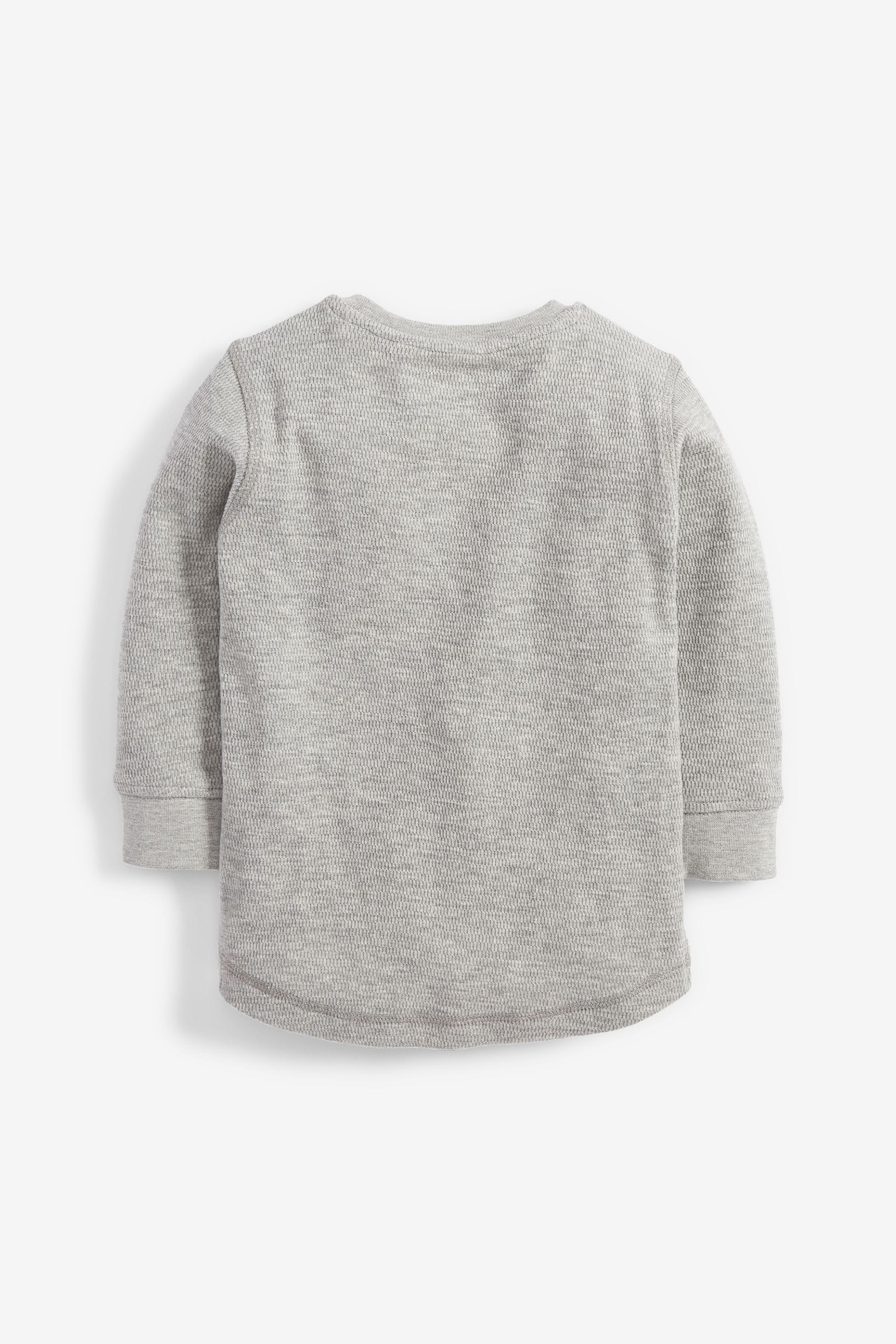 Grey Marl Long Sleeve Textured T-Shirt (3mths-7yrs)