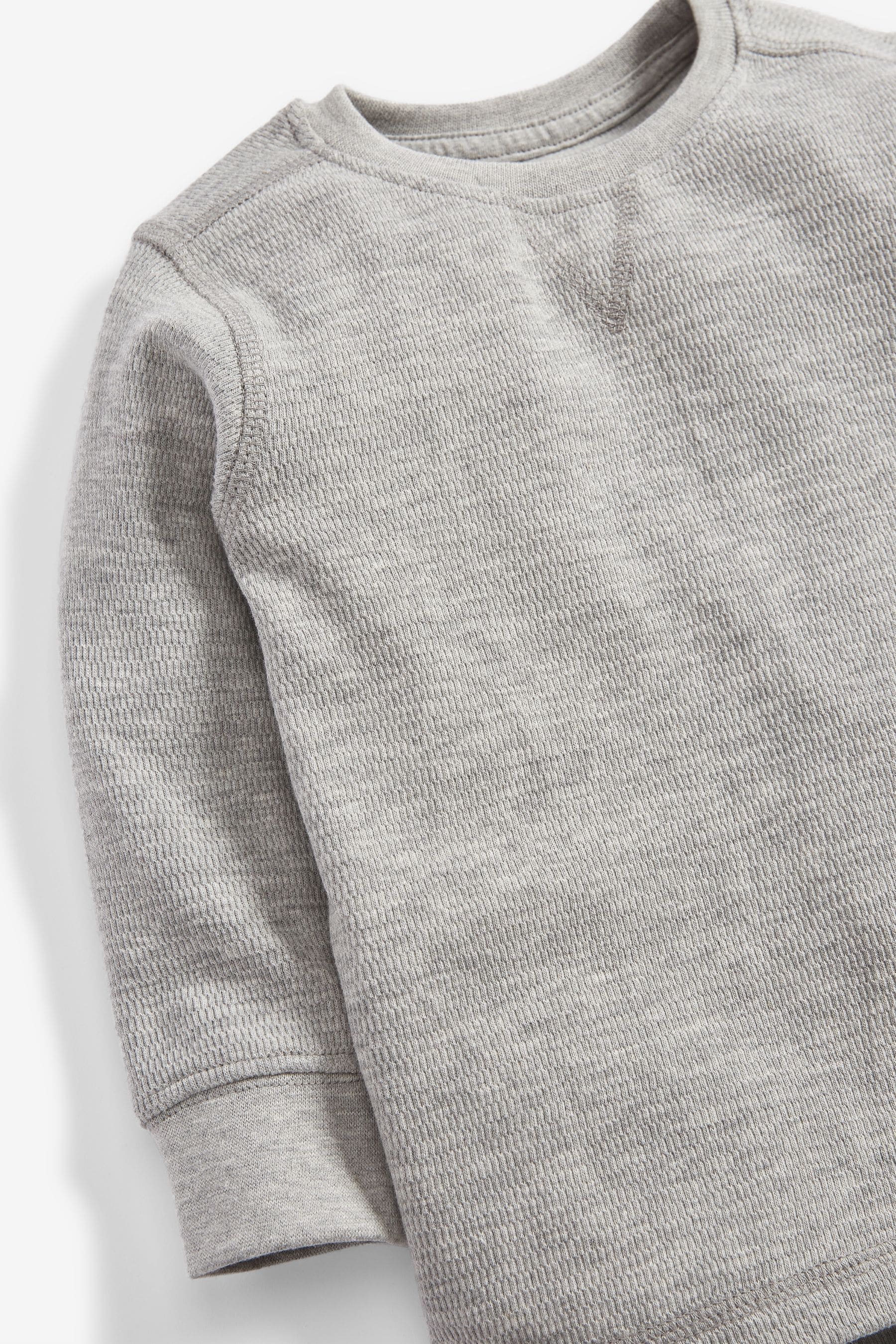 Grey Marl Long Sleeve Textured T-Shirt (3mths-7yrs)