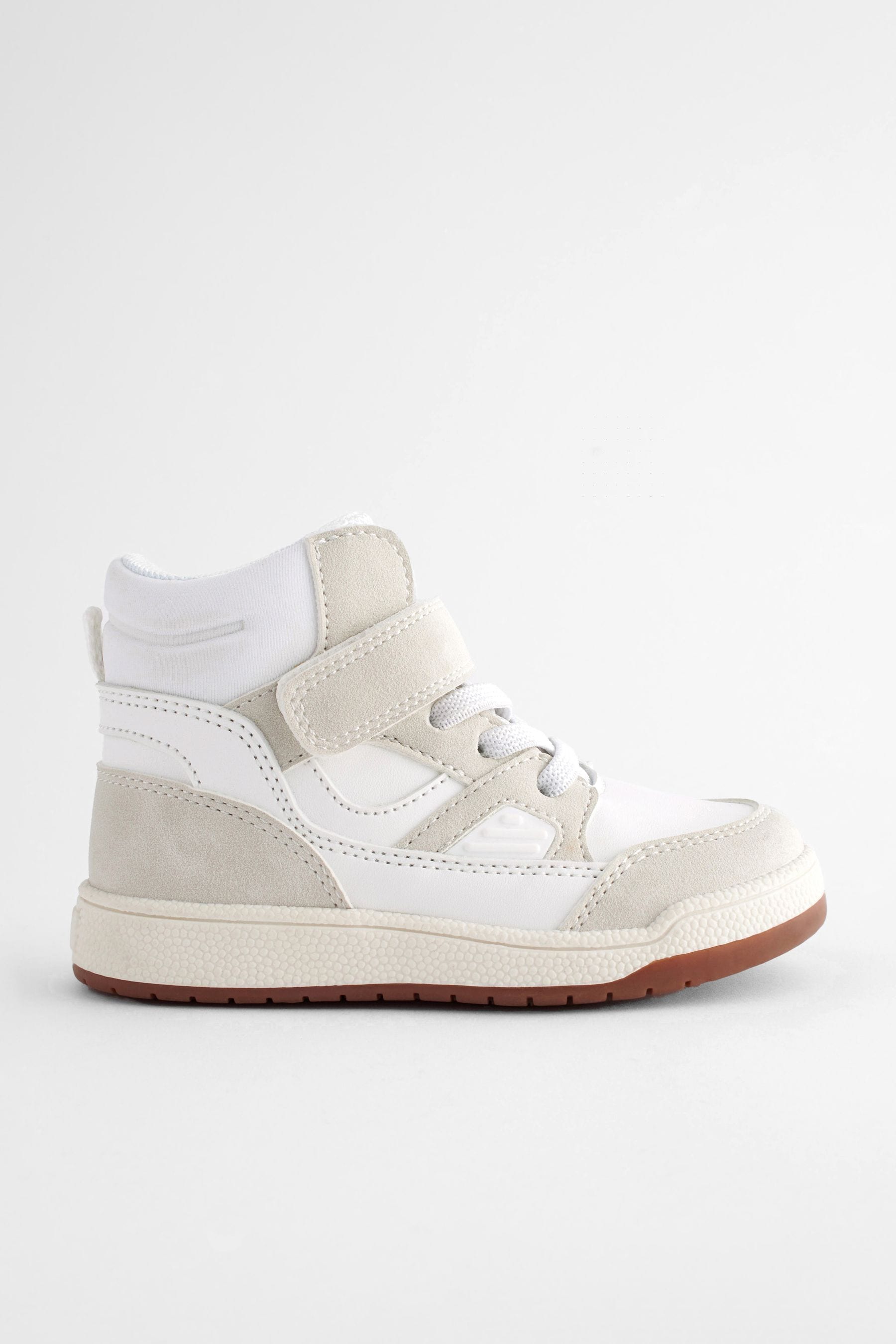 Neutral Elastic Lace Touch Fastening High Top Trainers