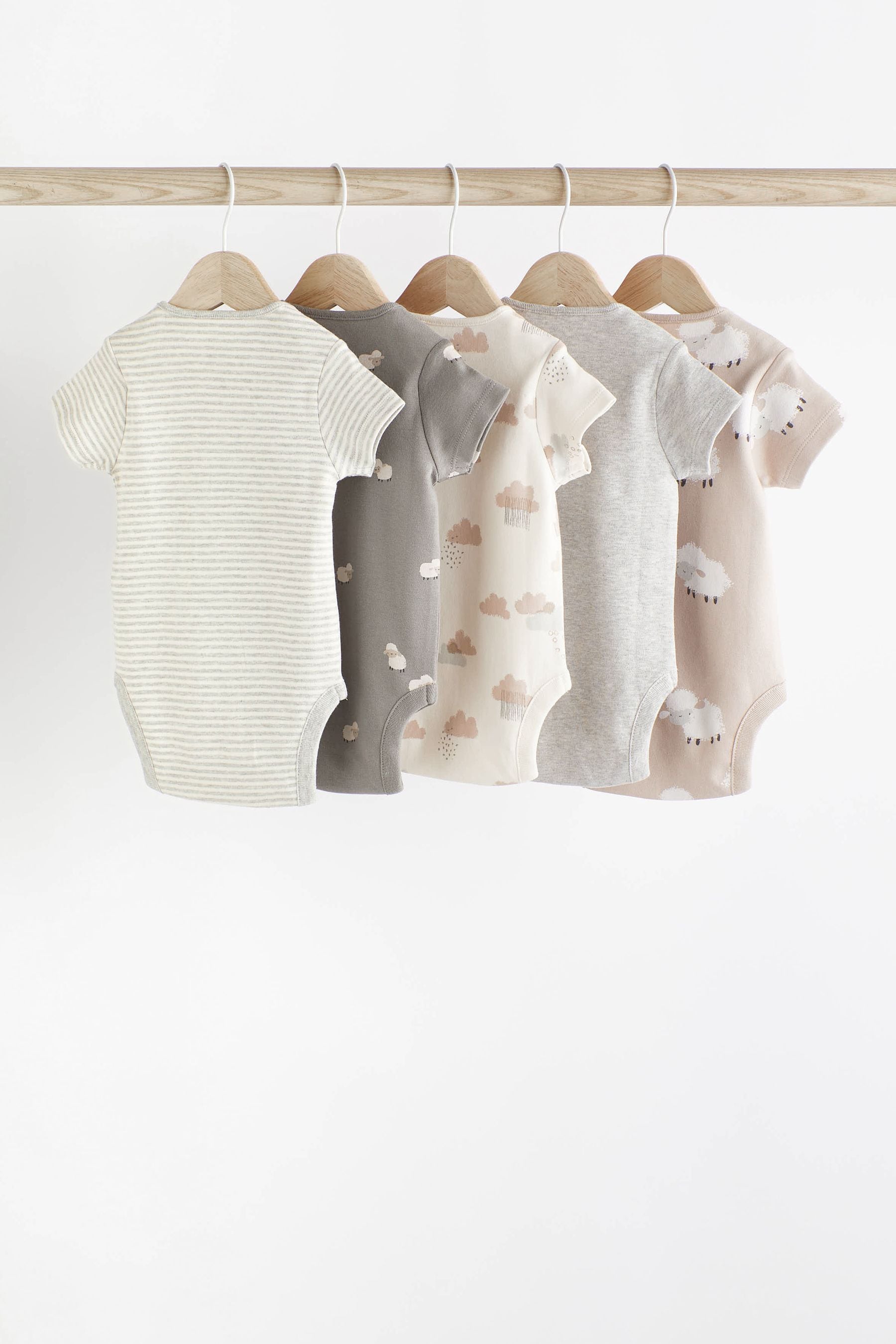 Grey Sheep Baby 5 Pack Short Sleeve Bodysuits