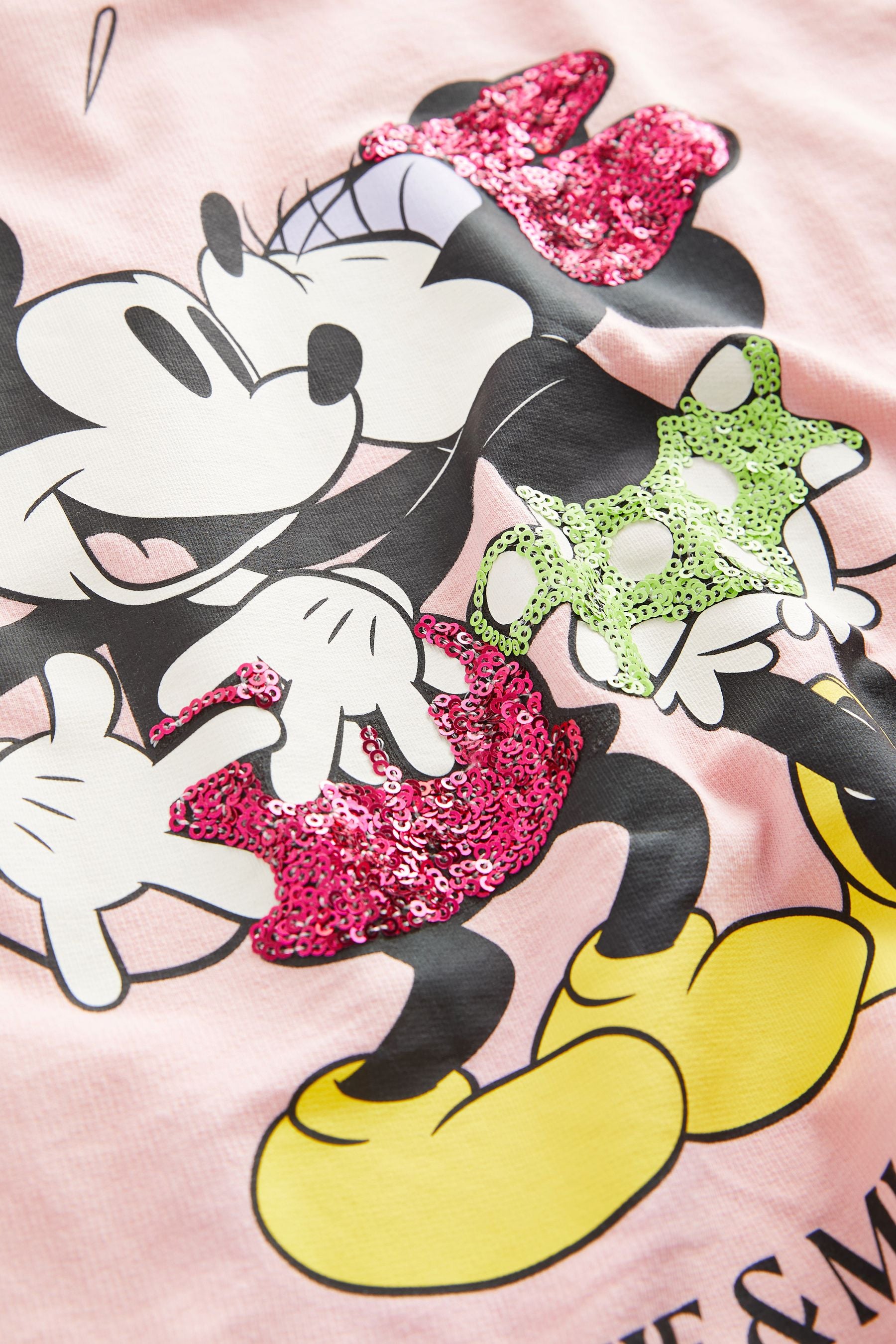 Pink Sequin Disney Minnie & Mickey Mouse License Long Sleeve T-Shirt (3-16yrs)