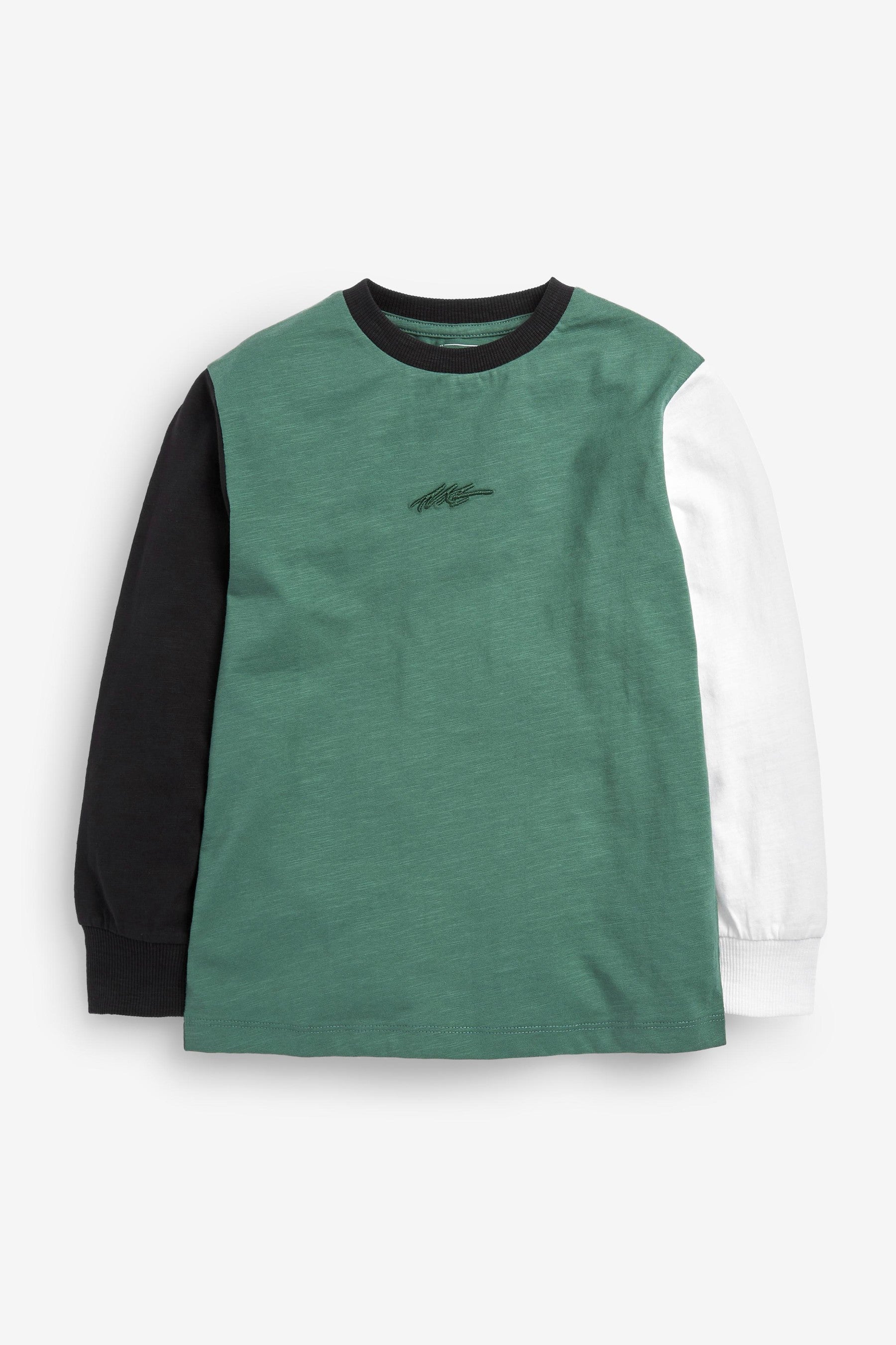 Green Stripe 3 Pack Long Sleeve T-Shirts (3-16yrs)