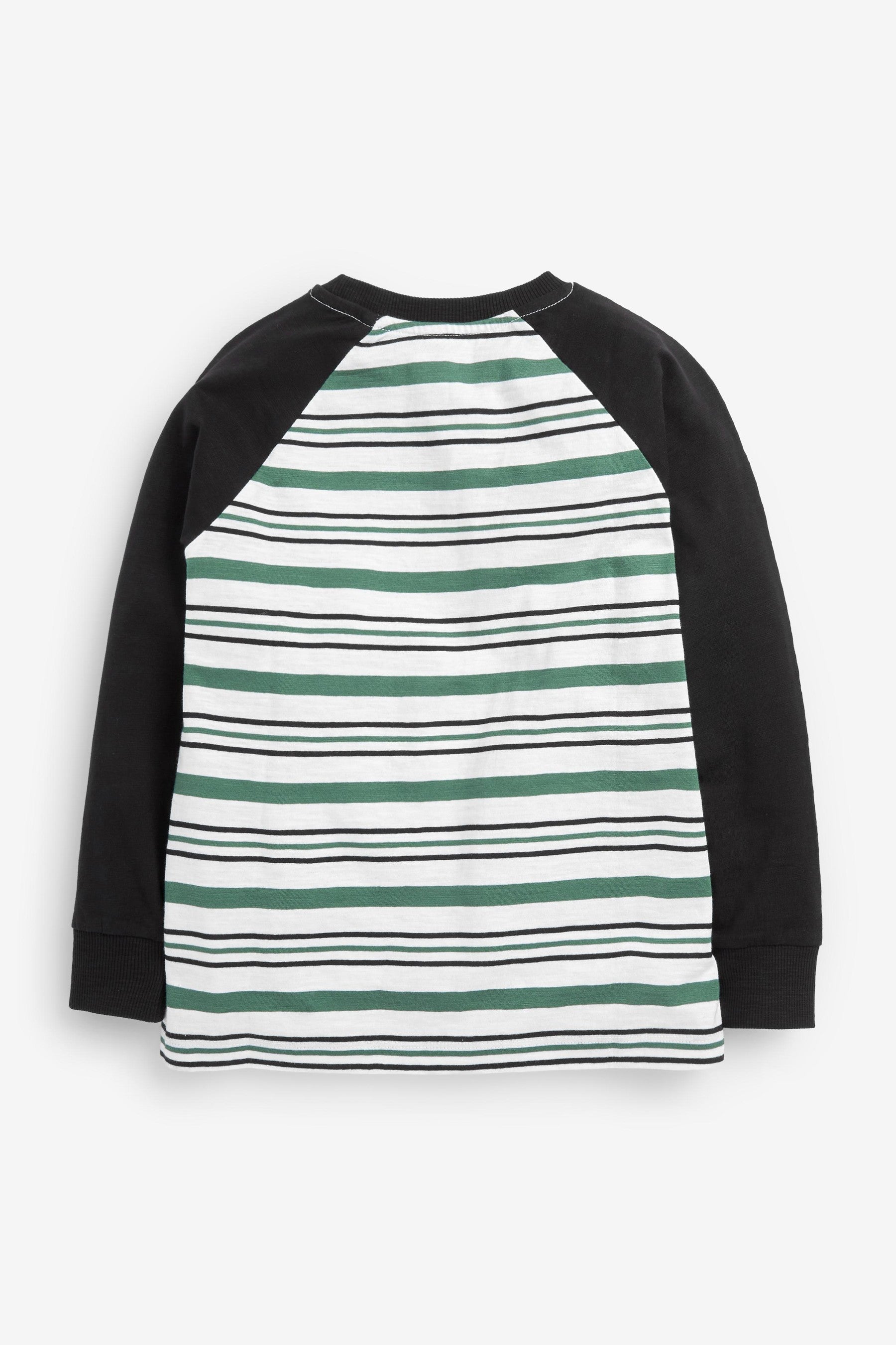 Green Stripe 3 Pack Long Sleeve T-Shirts (3-16yrs)