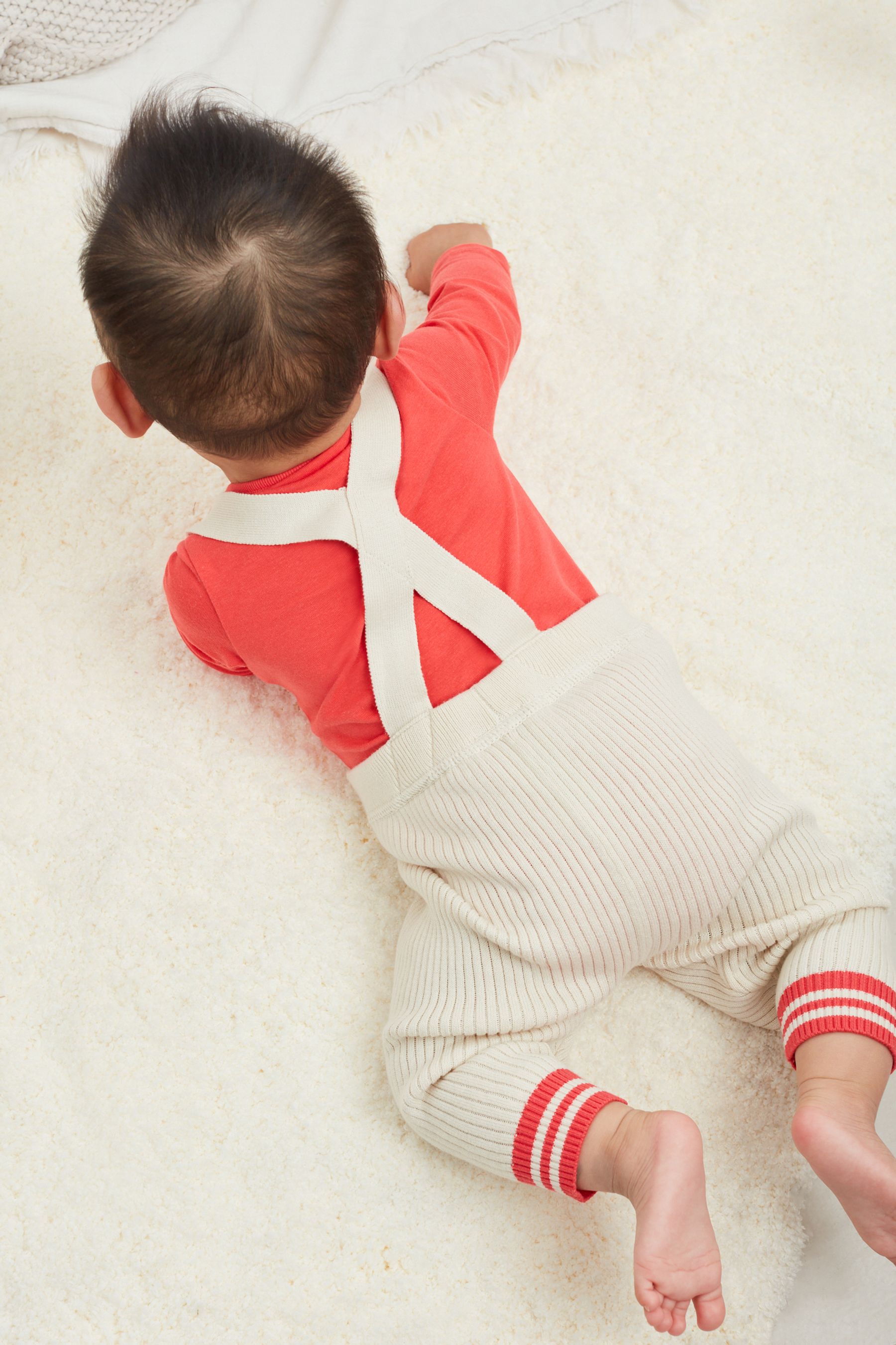 Red Milk Baby Dungarees And Jacket 3 Piece Set