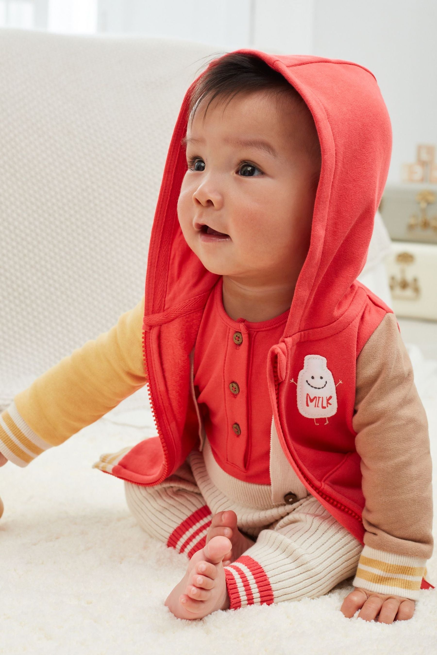 Red Milk Baby Dungarees And Jacket 3 Piece Set