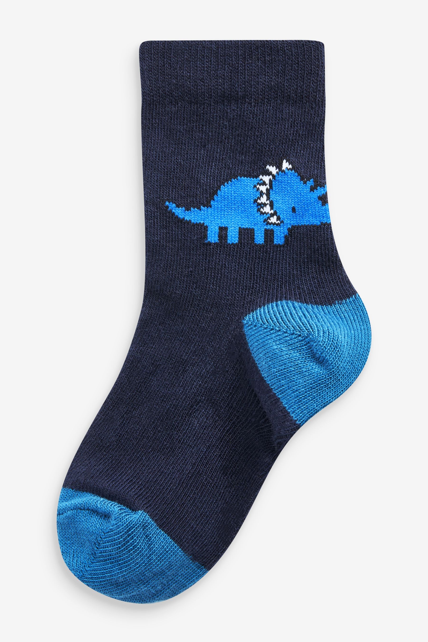 Blue Dino Cotton Rich Socks 7 Pack