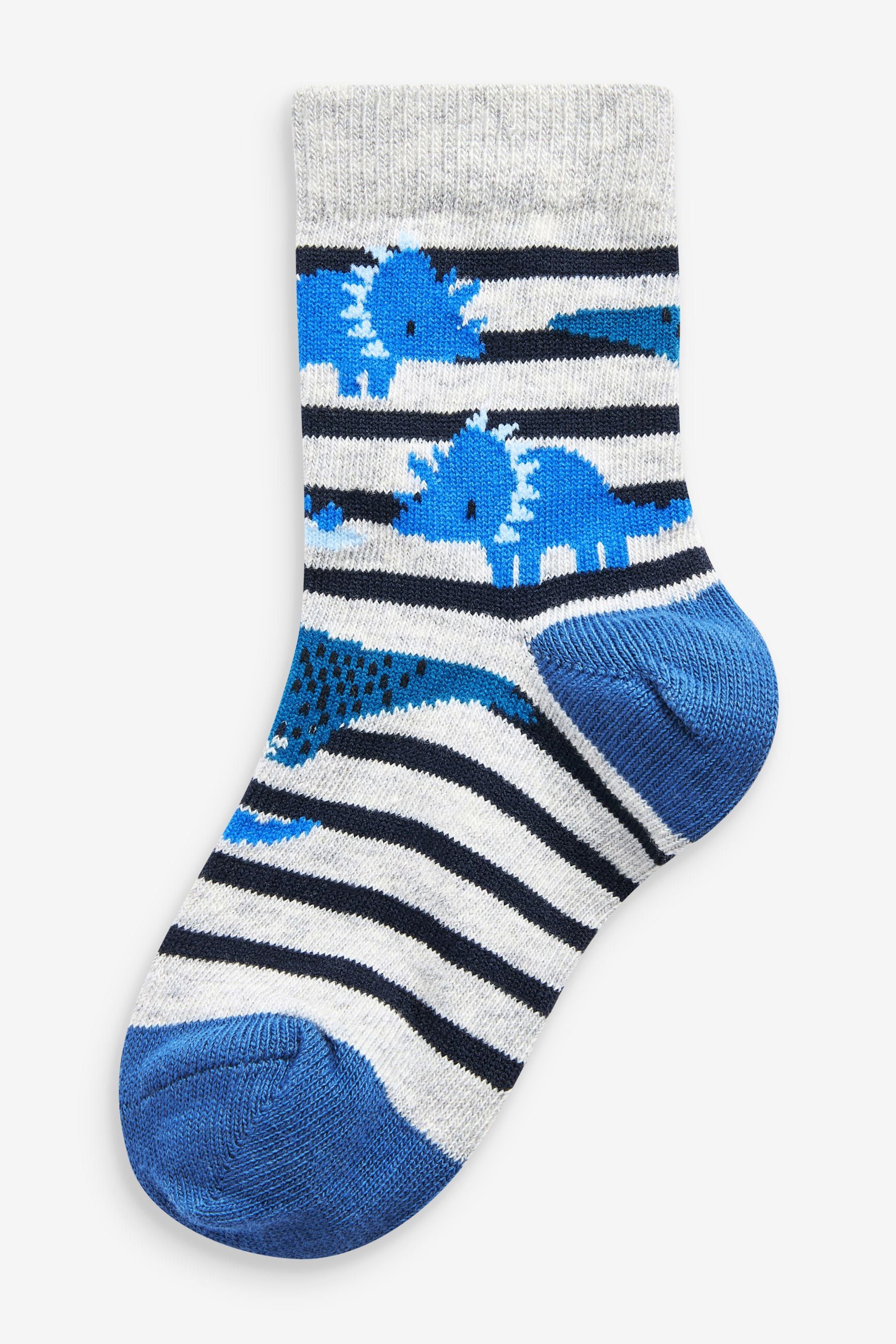 Blue Dino Cotton Rich Socks 7 Pack