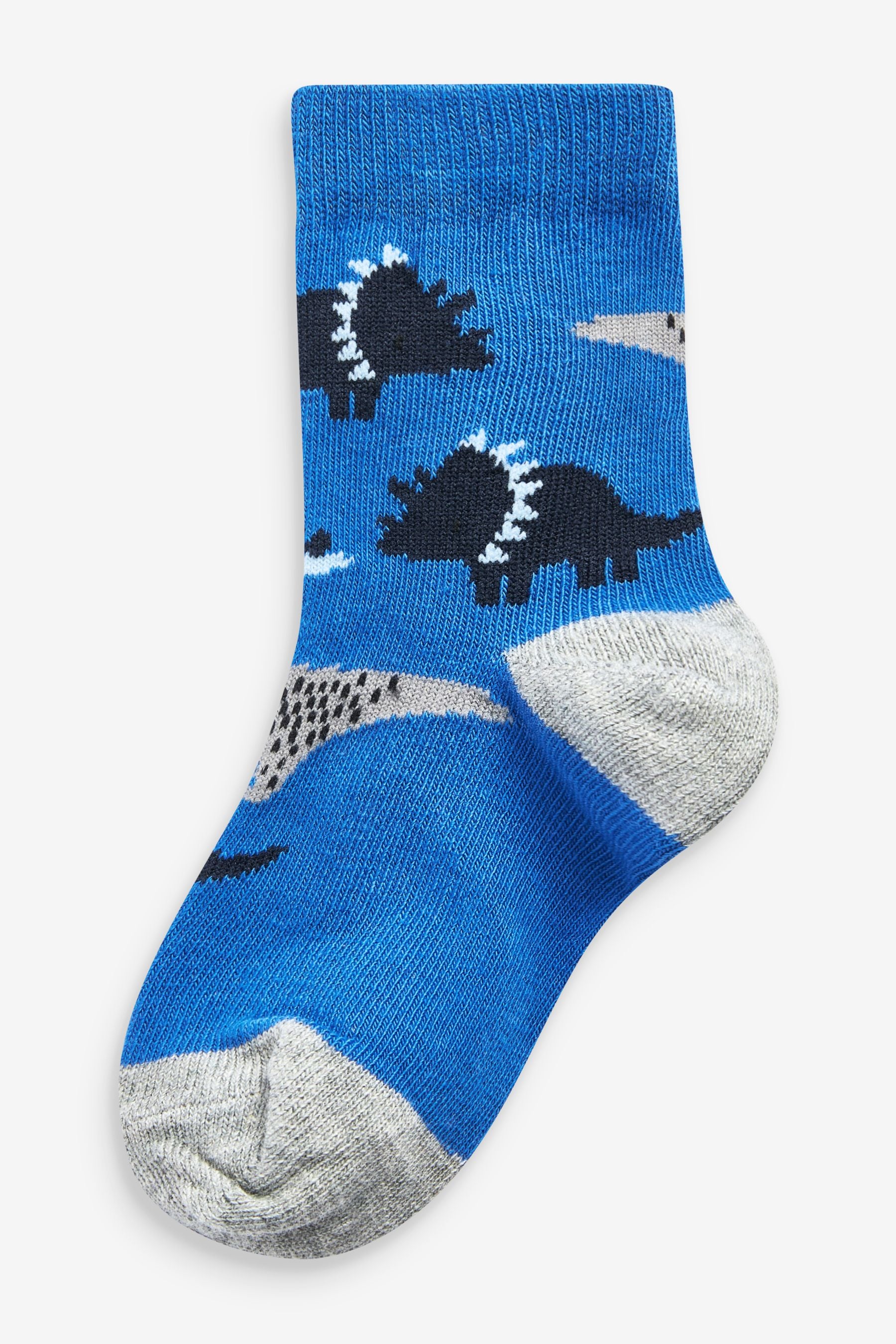 Blue Dino Cotton Rich Socks 7 Pack