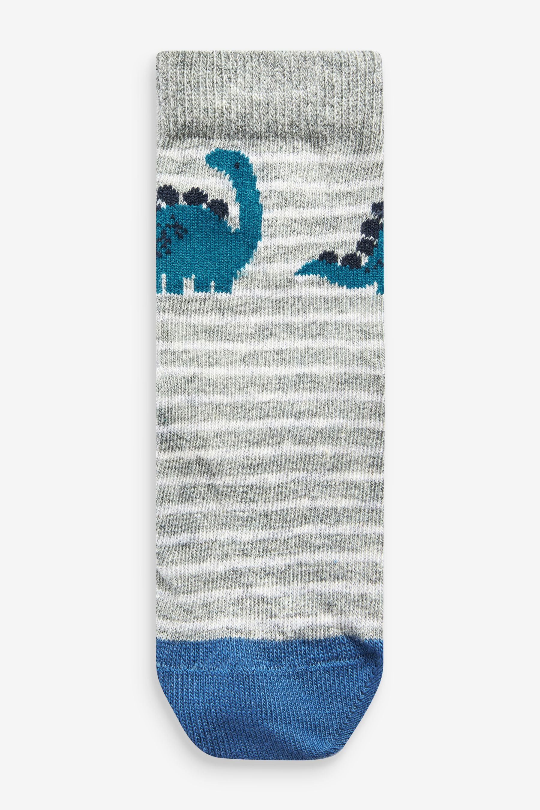 Blue Dino Cotton Rich Socks 7 Pack