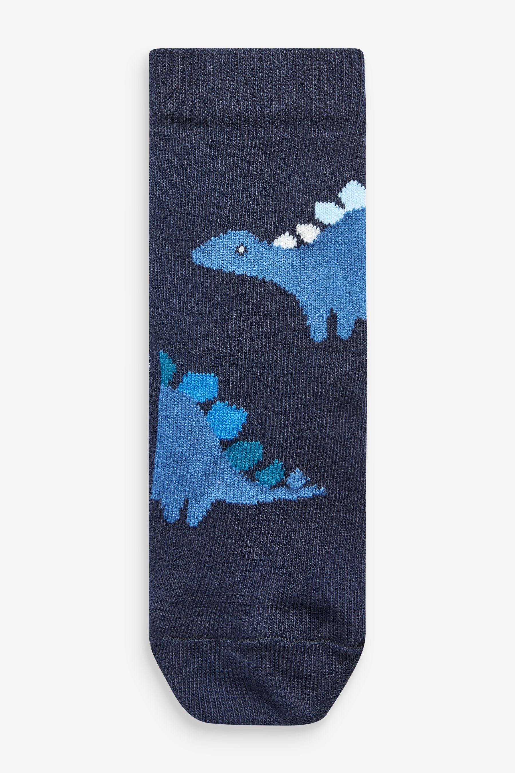 Blue Dino Cotton Rich Socks 7 Pack