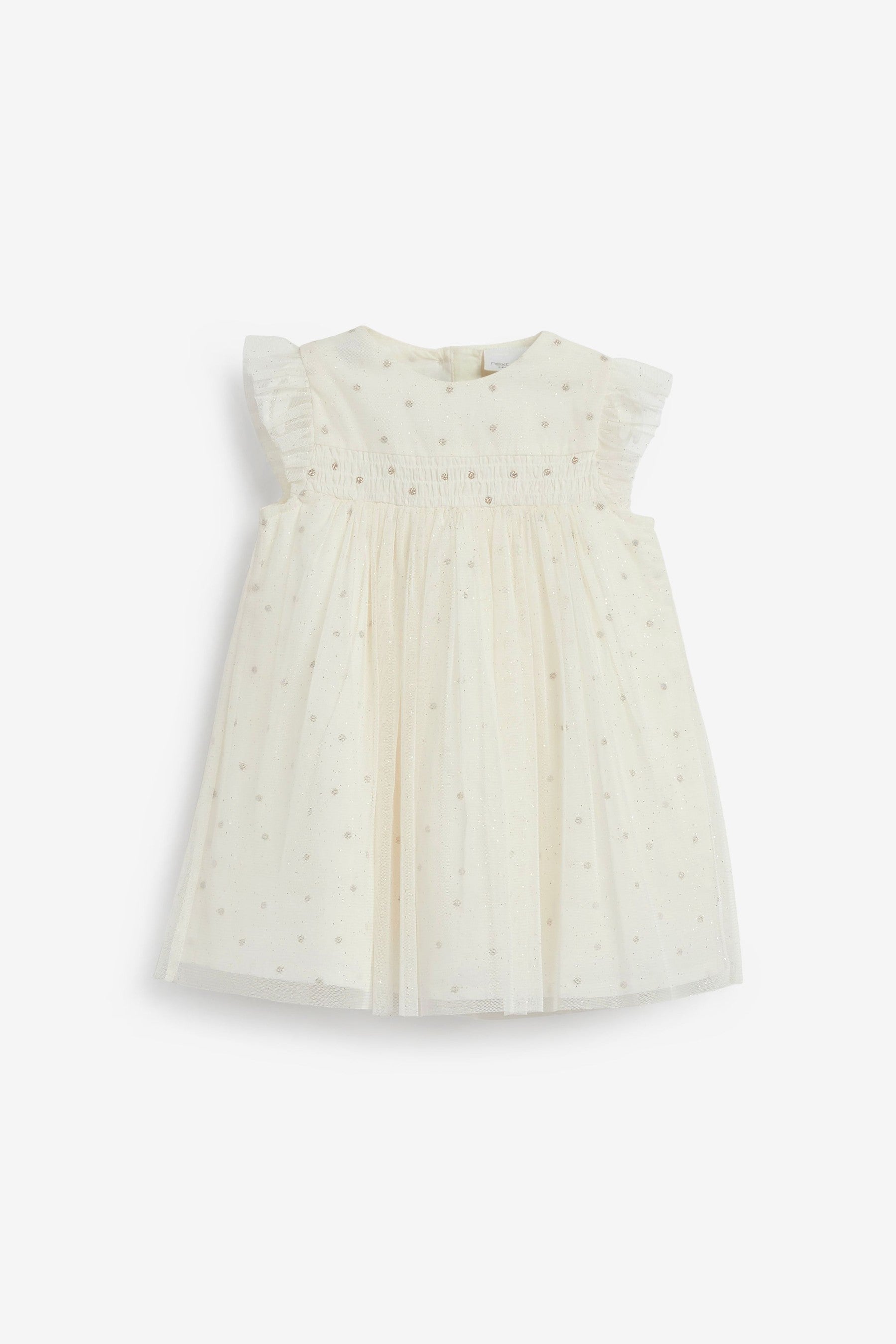 Cream/Gold Baby Sparkle Occasion Dress (0mths-2yrs)