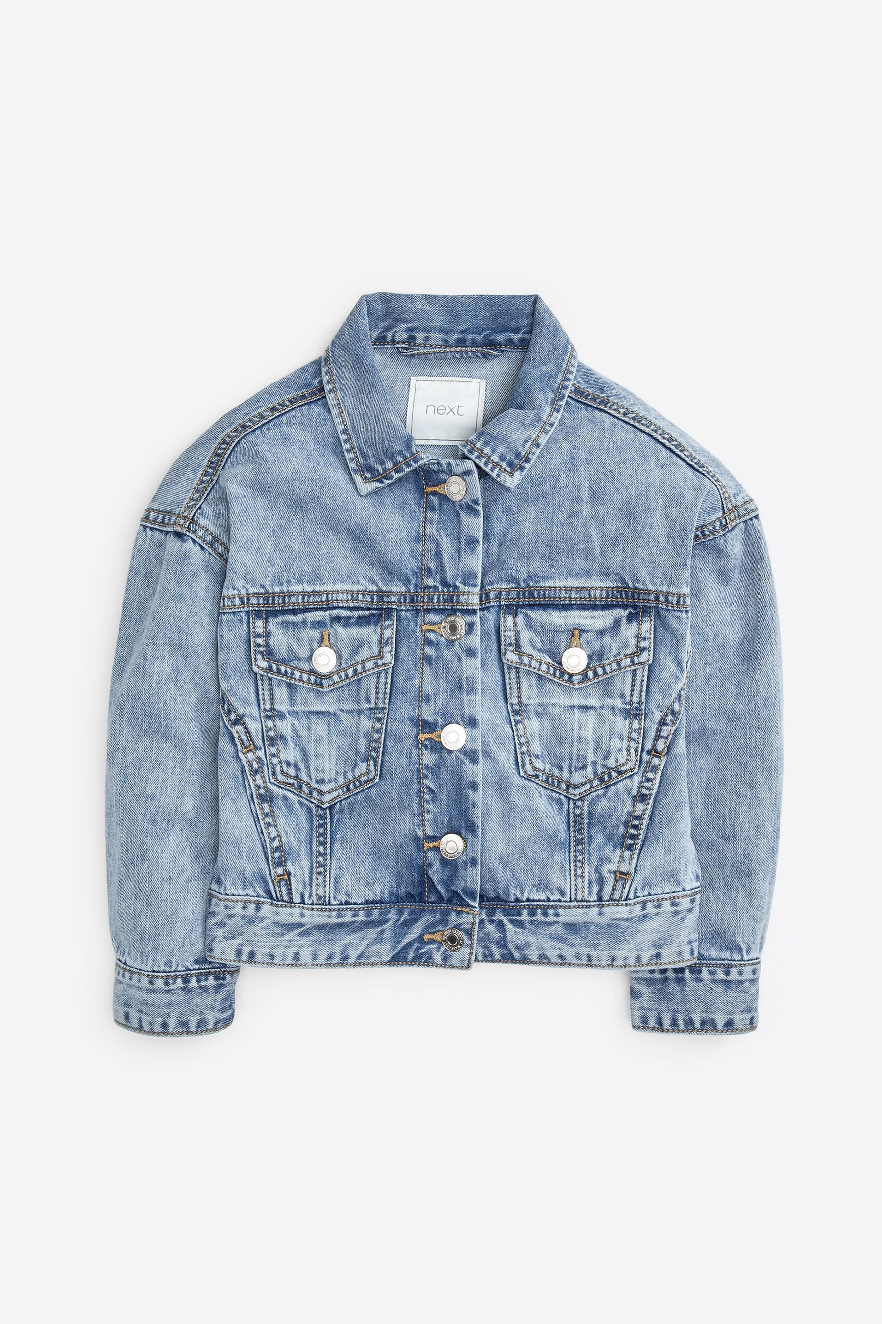 Mid Blue Denim Oversized Denim Western Jacket (3-16yrs)