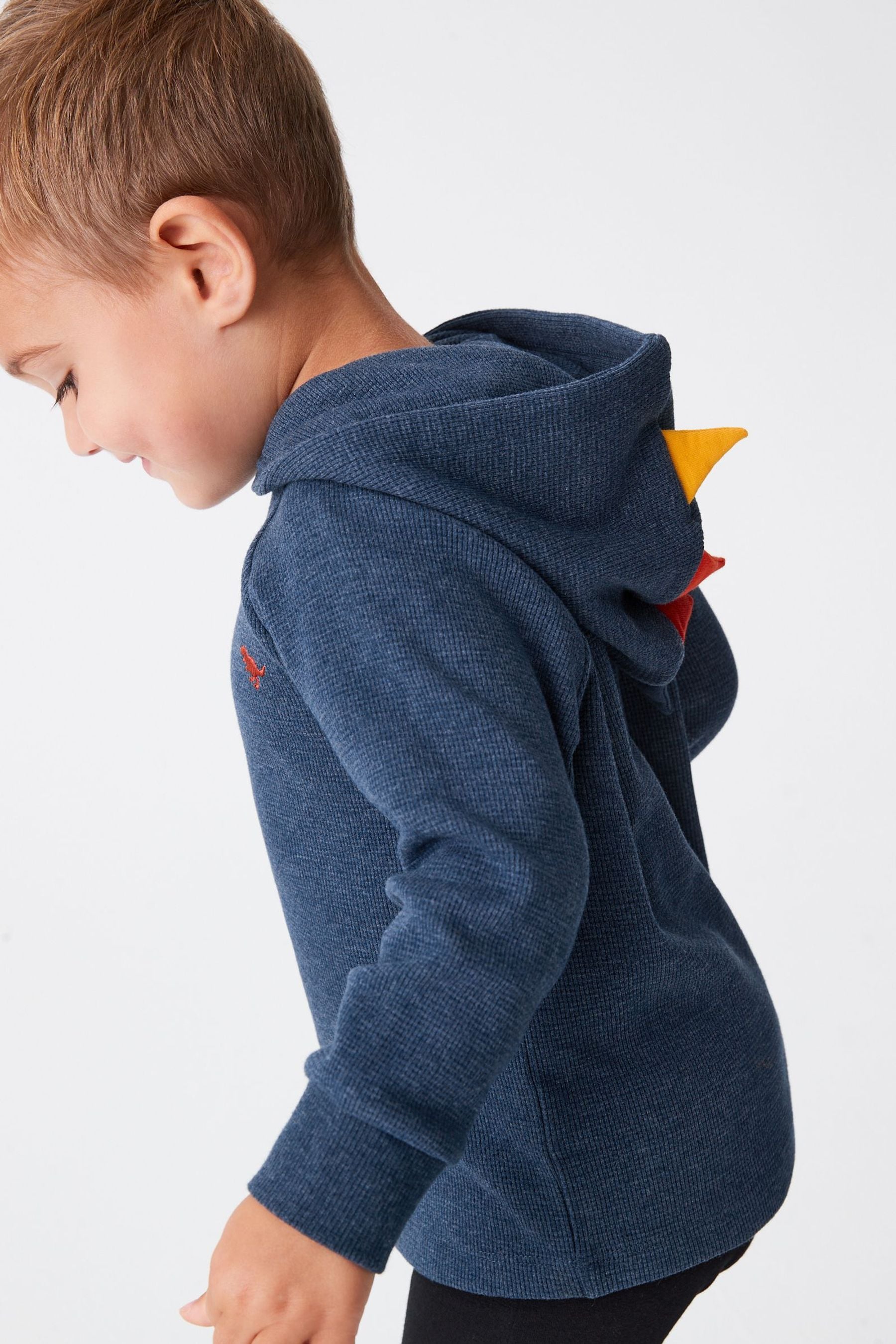 Blue Textured Jersey Dino Spikes Hoodie (3mths-10yrs)