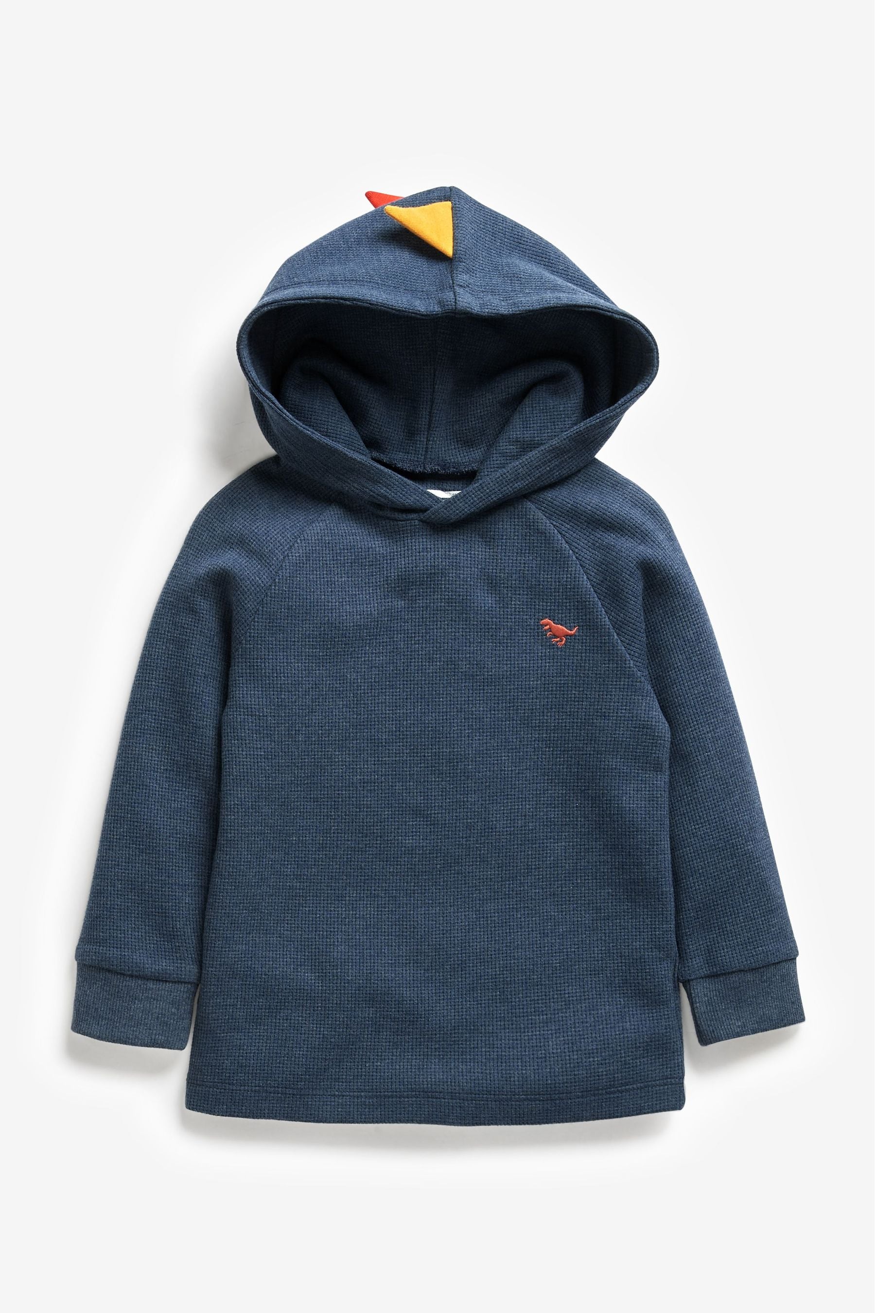 Blue Textured Jersey Dino Spikes Hoodie (3mths-10yrs)