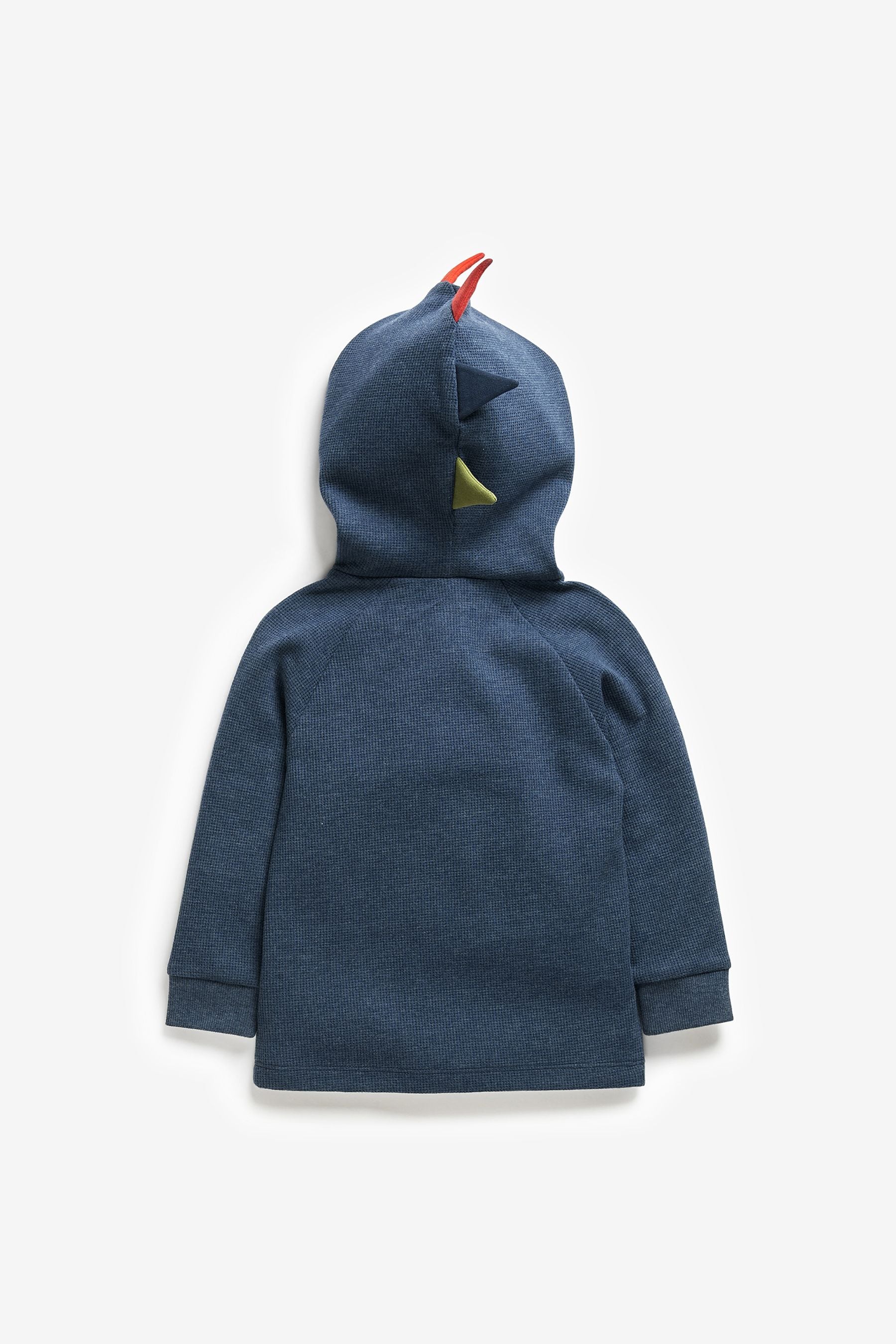 Blue Textured Jersey Dino Spikes Hoodie (3mths-10yrs)