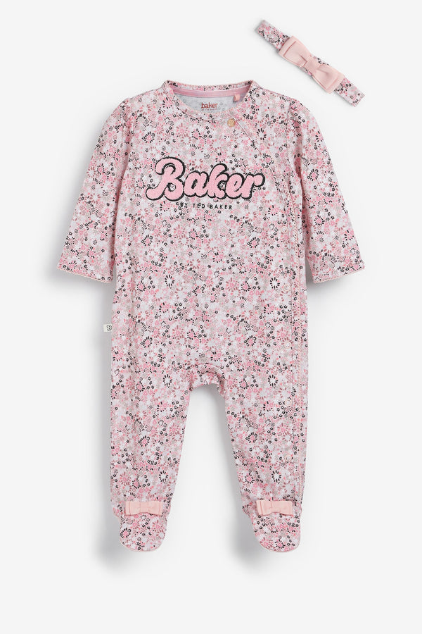 Baker by Ted Baker Pink Printed Sleepsuit