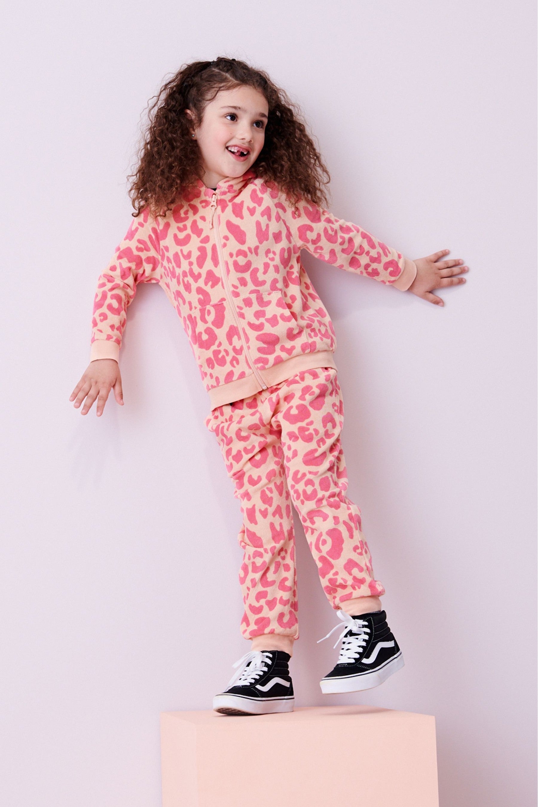 Pink Animal Myleene Klass Kids Animal Print Zip Through Hoodie