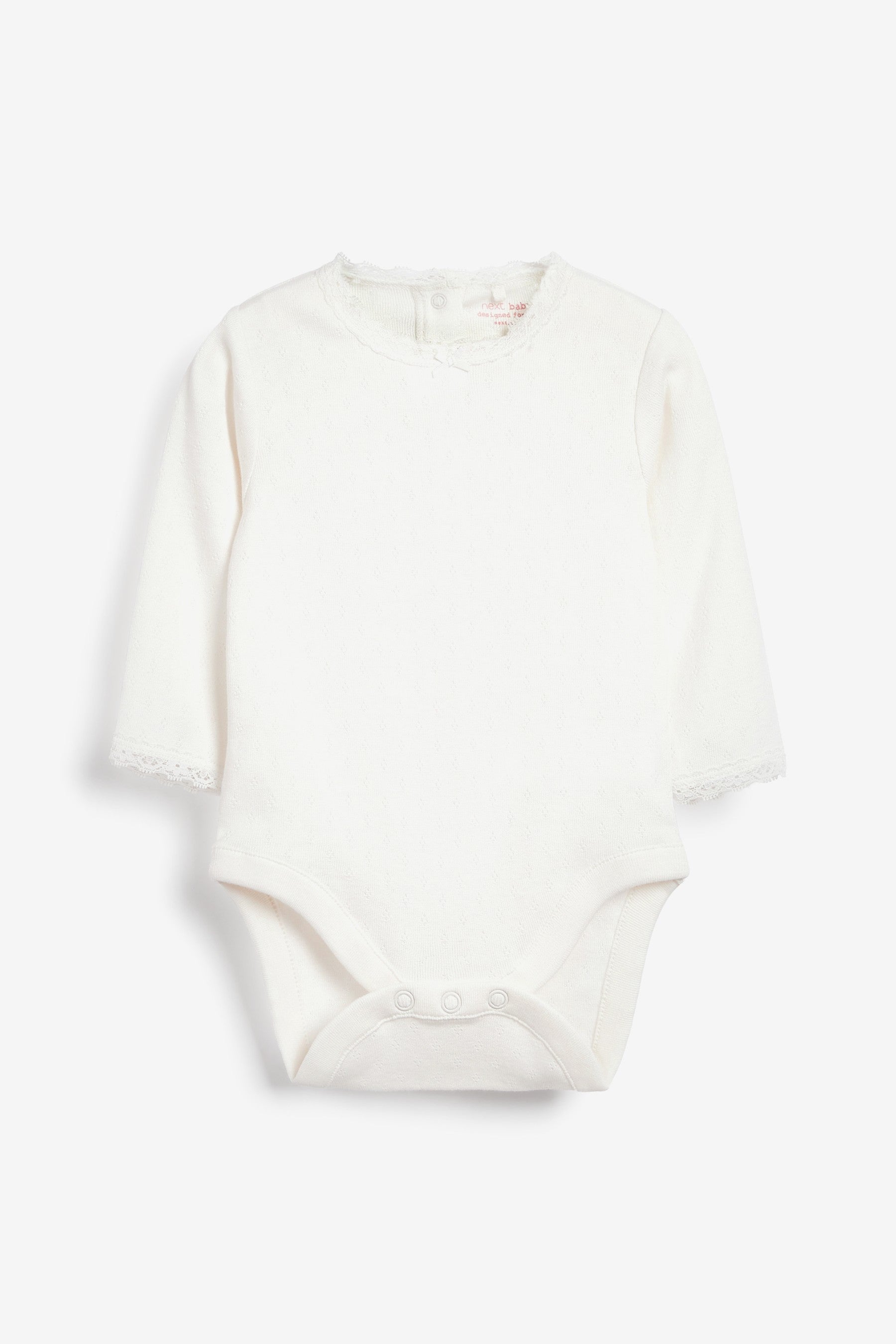 Ecru White Berry Red Pointelle Long Sleeve Bodysuits 3 Pack (0mths-3yrs)