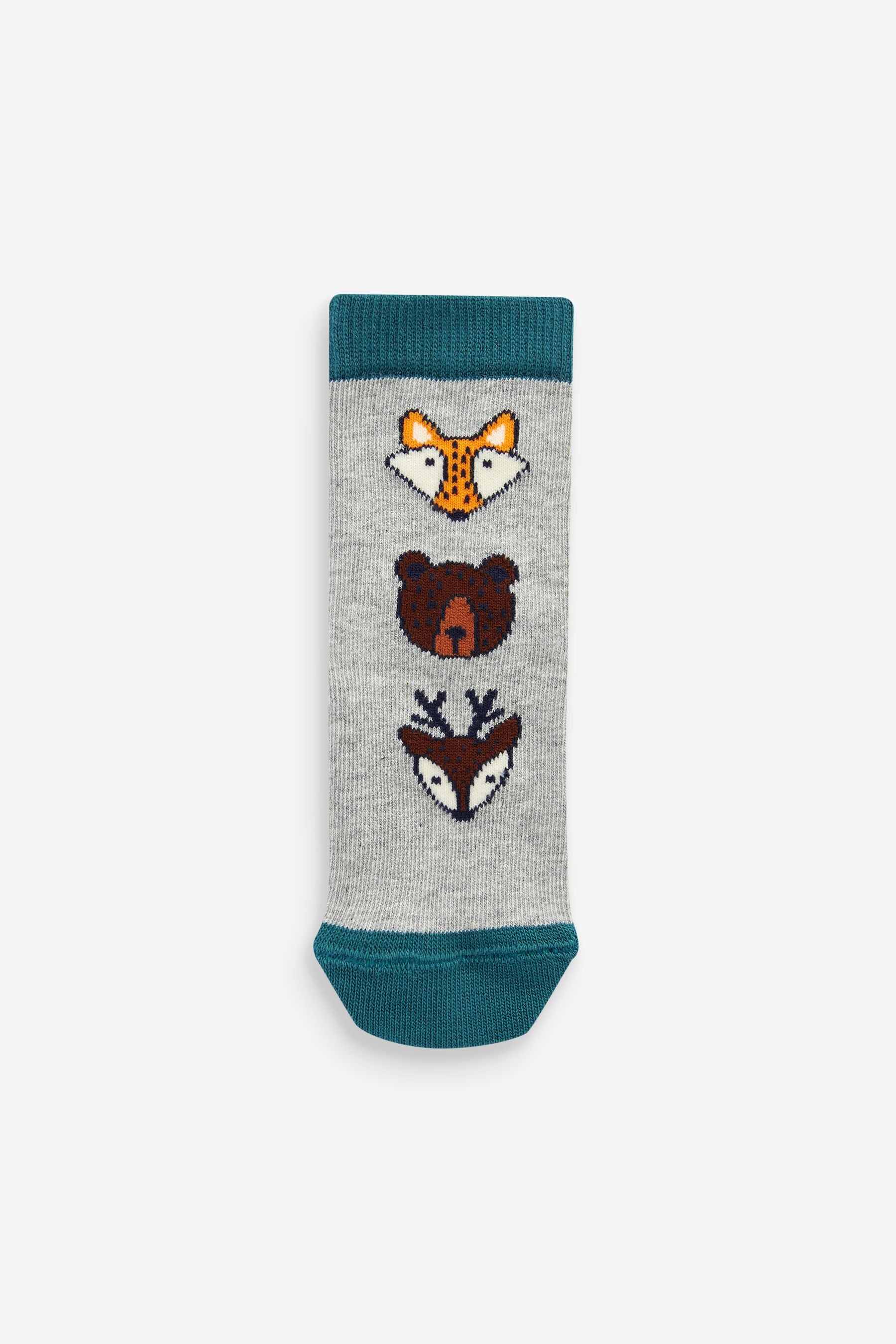 Blue/Orange Woodland Character 7 Pack Cotton Rich Socks