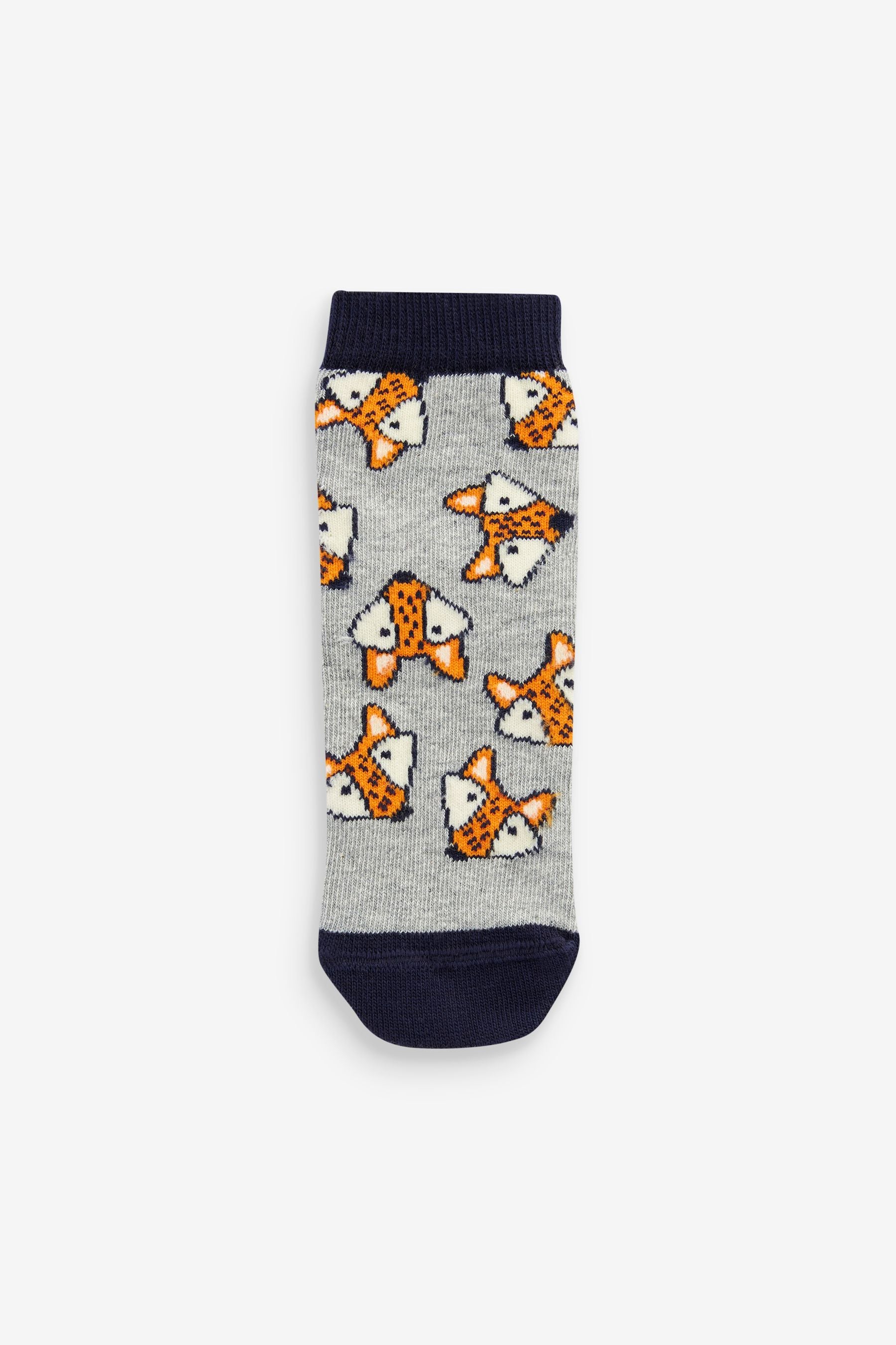 Blue/Orange Woodland Character 7 Pack Cotton Rich Socks