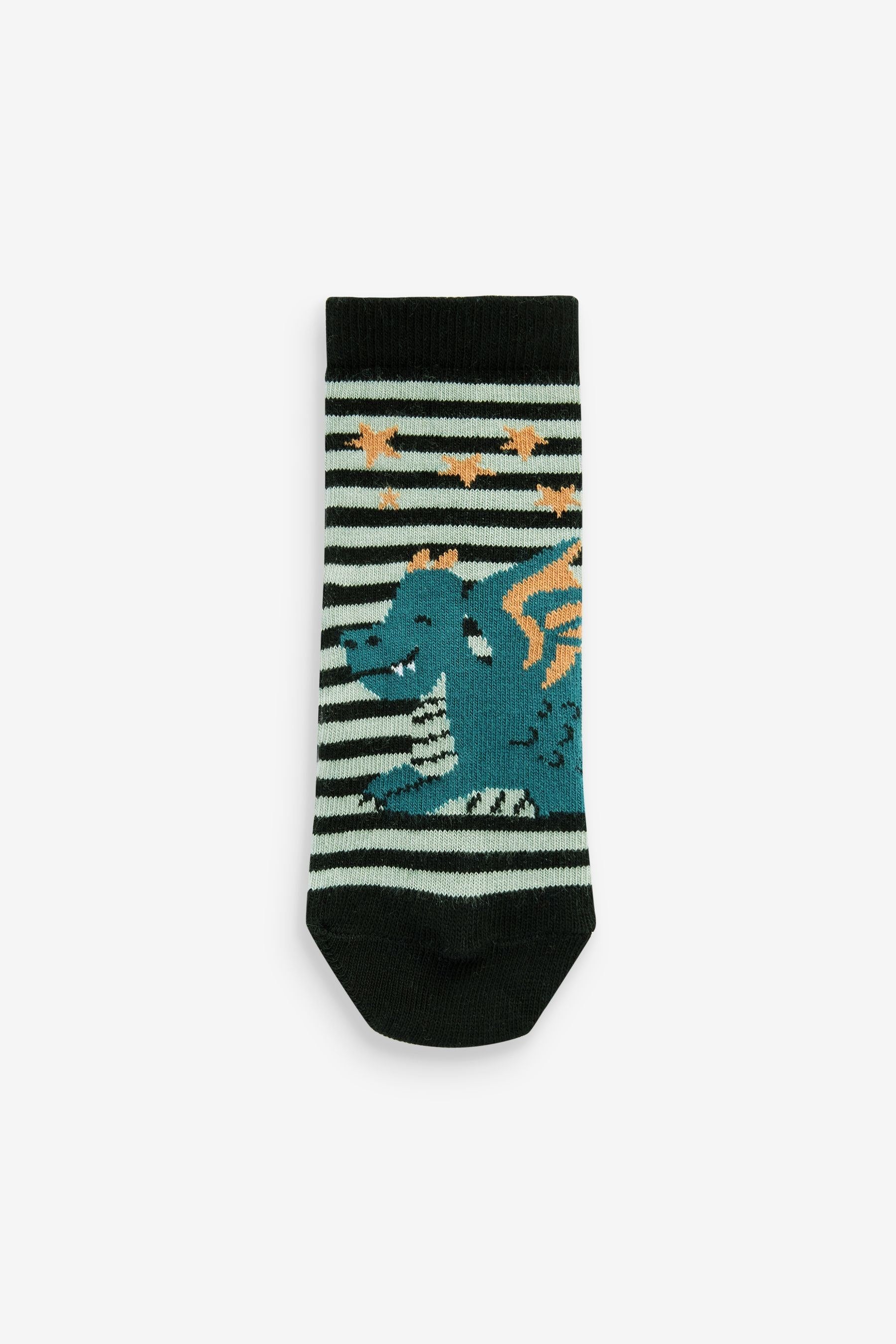 Teal Blue Knights And Dragons 5 Pack Cotton Rich Socks