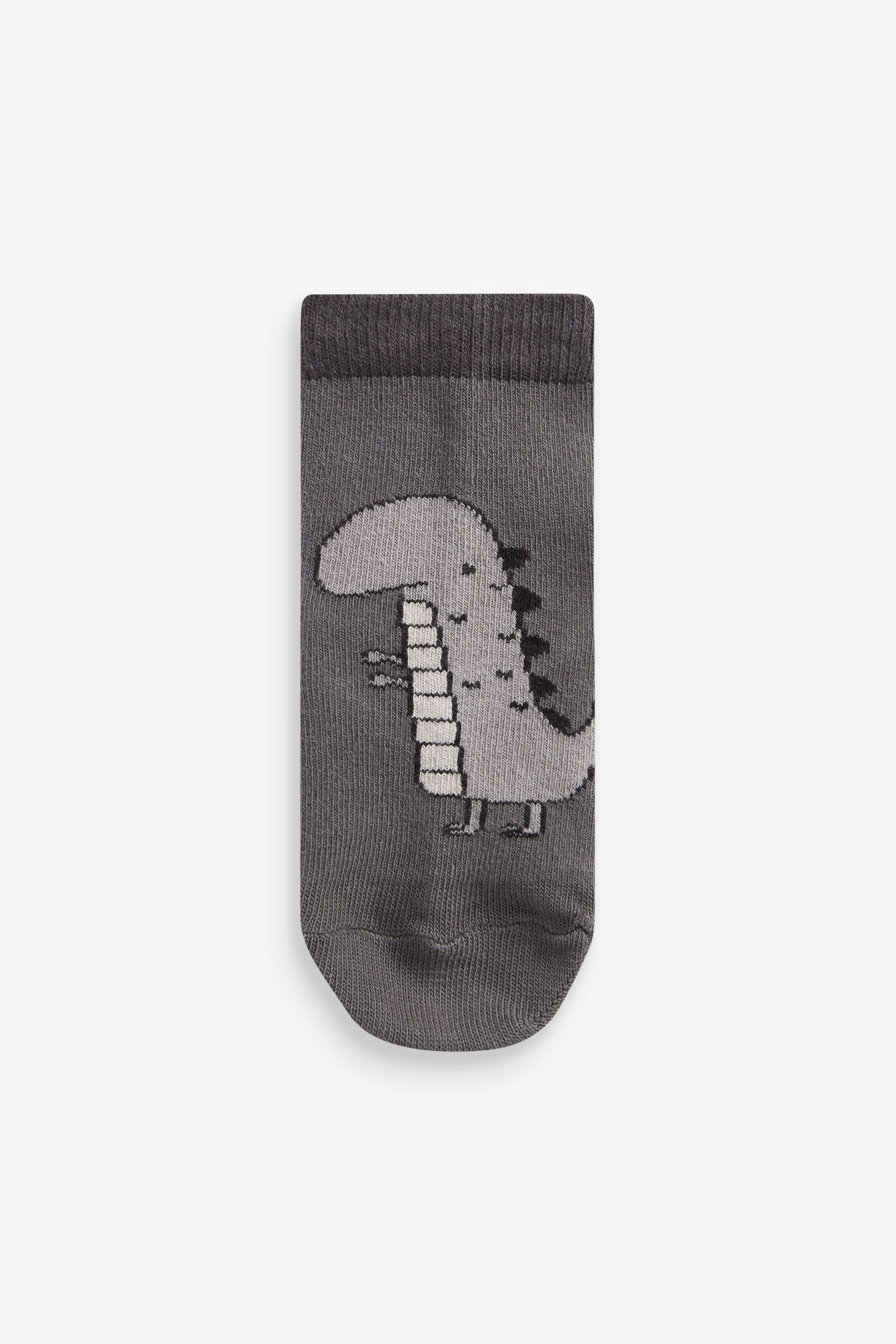 Black/Grey Dinosaur Cotton Rich Socks 7 Pack