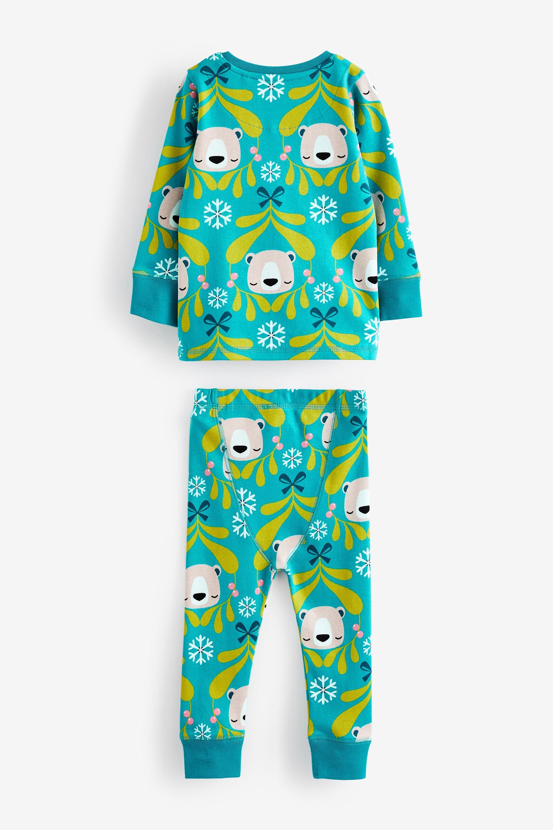 Teal Blue Bear Christmas Pyjamas (9mths-12yrs)