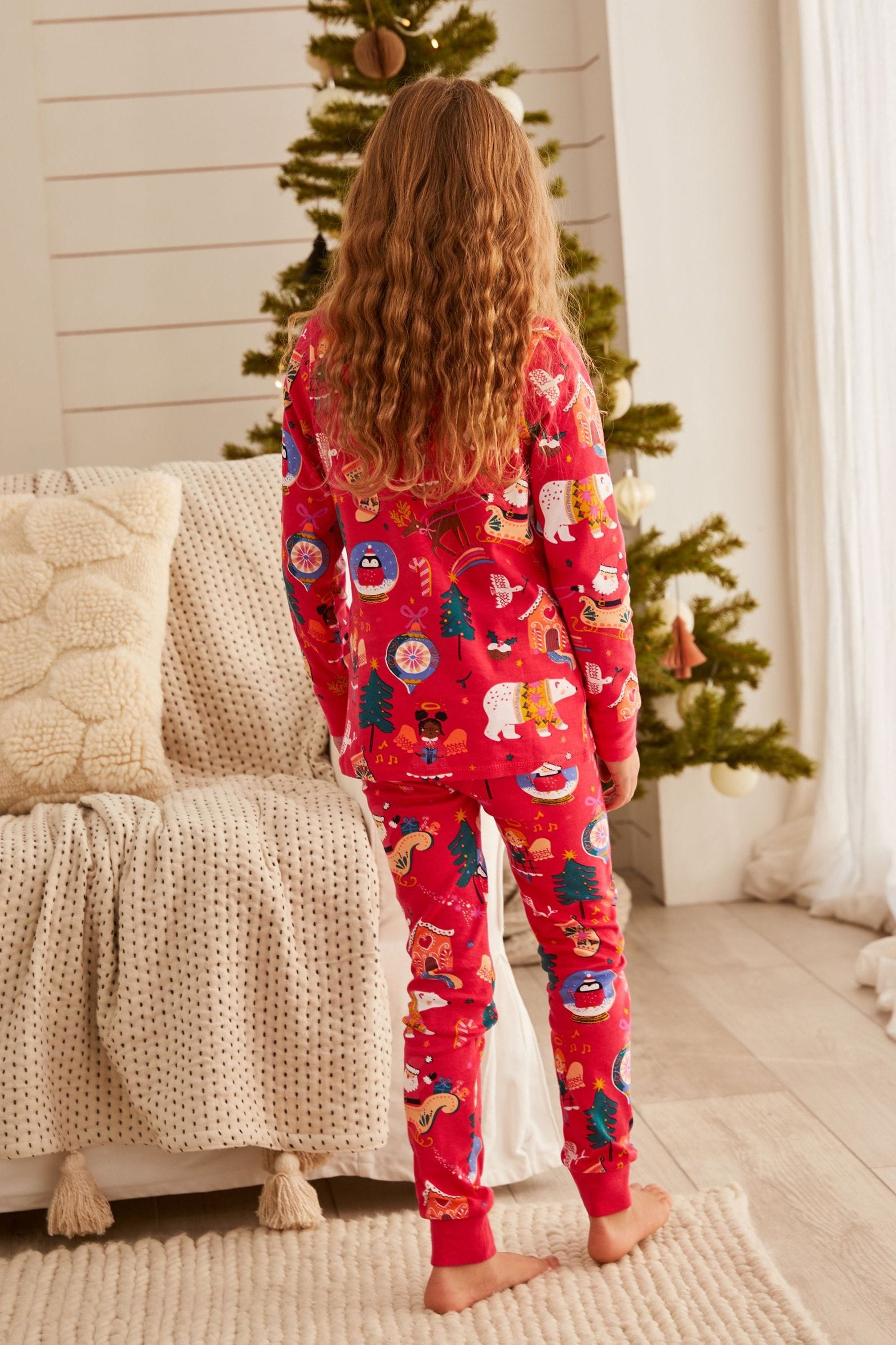 Red Christmas Printed Long Sleeve Pyjamas (9mths-12yrs)