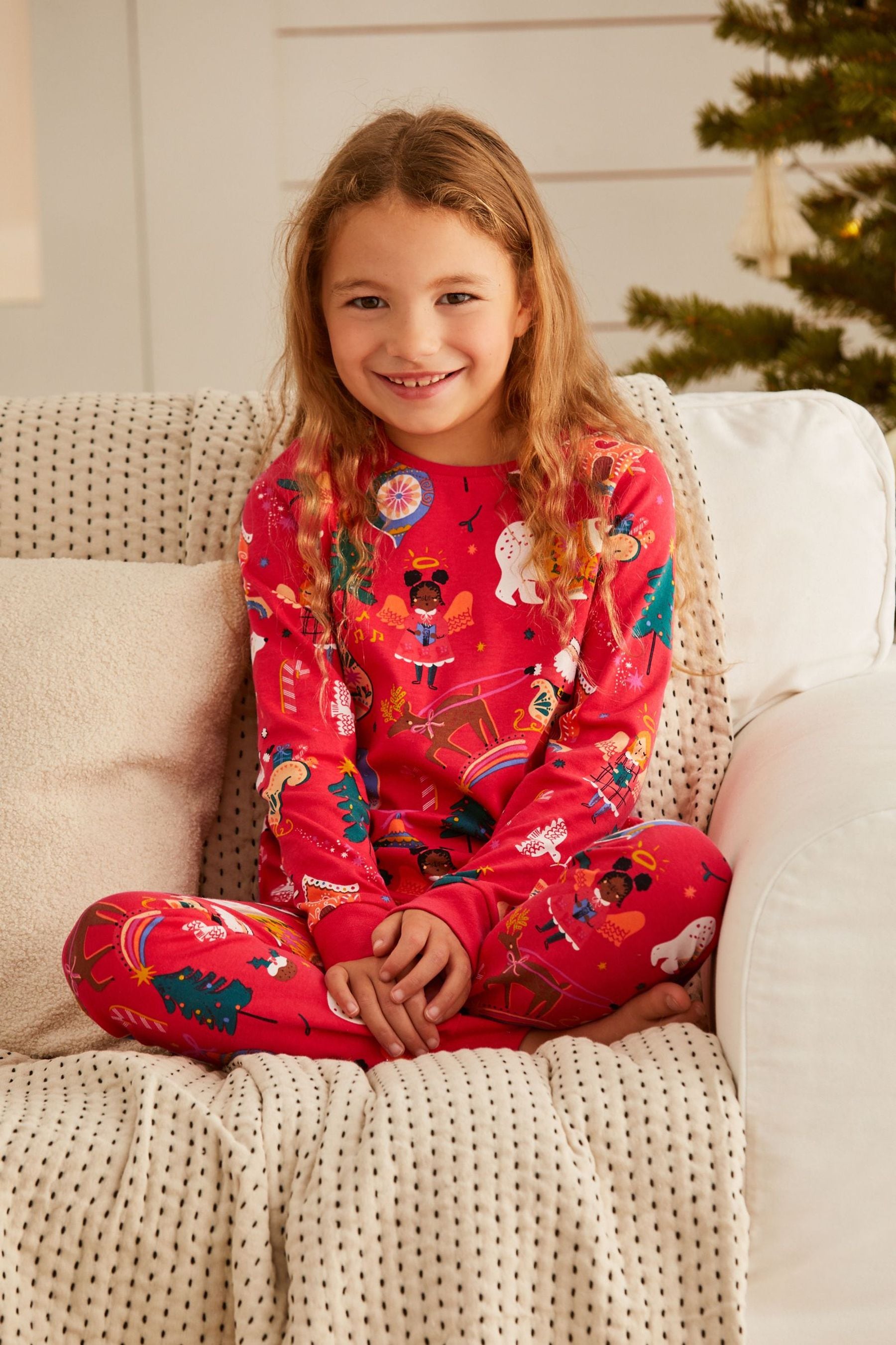 Red Christmas Printed Long Sleeve Pyjamas (9mths-12yrs)